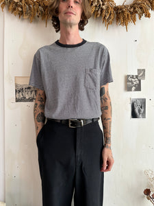 1990s Towncraft Black And White Striped Pocket Tee (L)