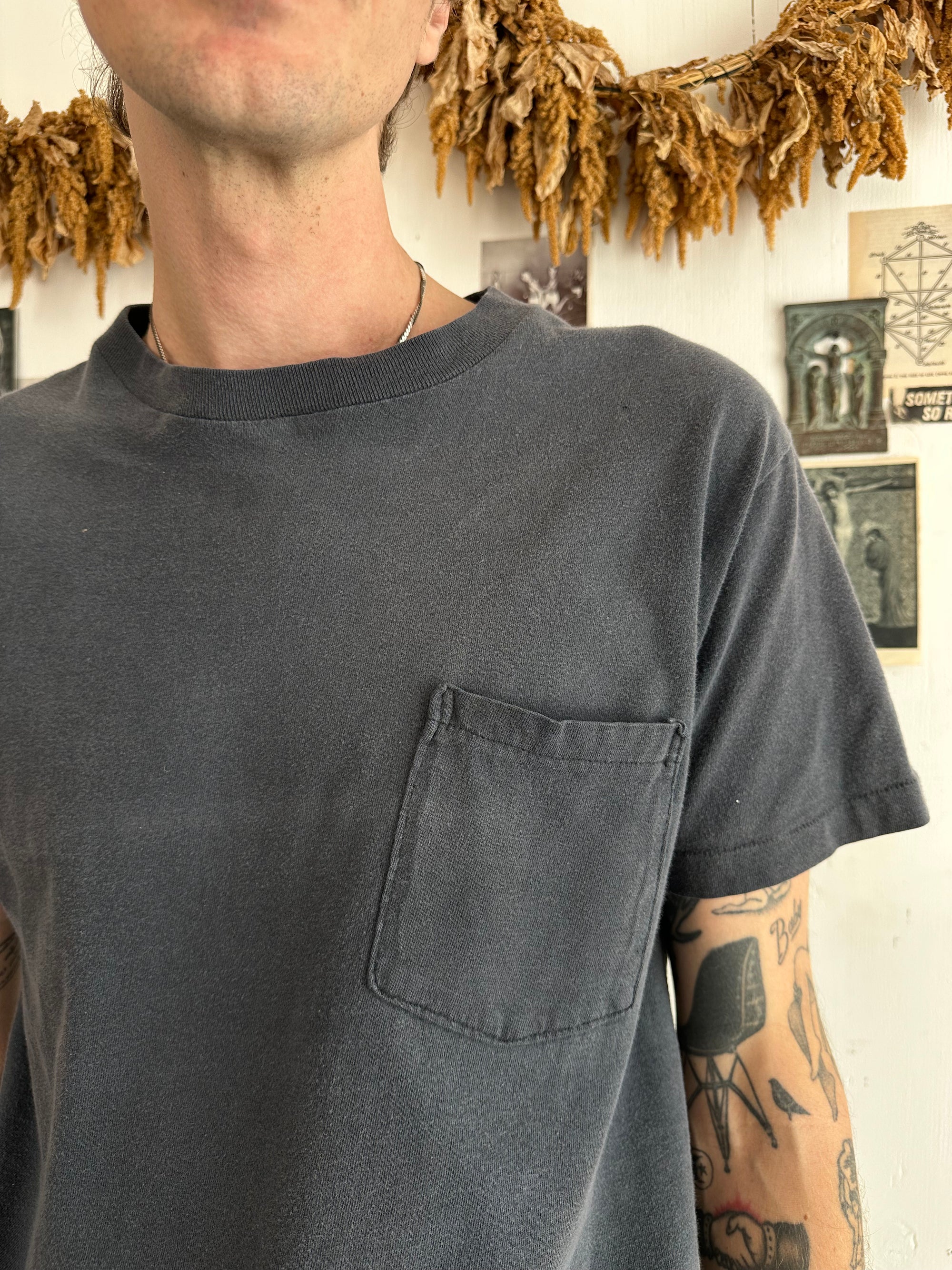 1970s Perfect Faded Black Penneys Pocket Tee