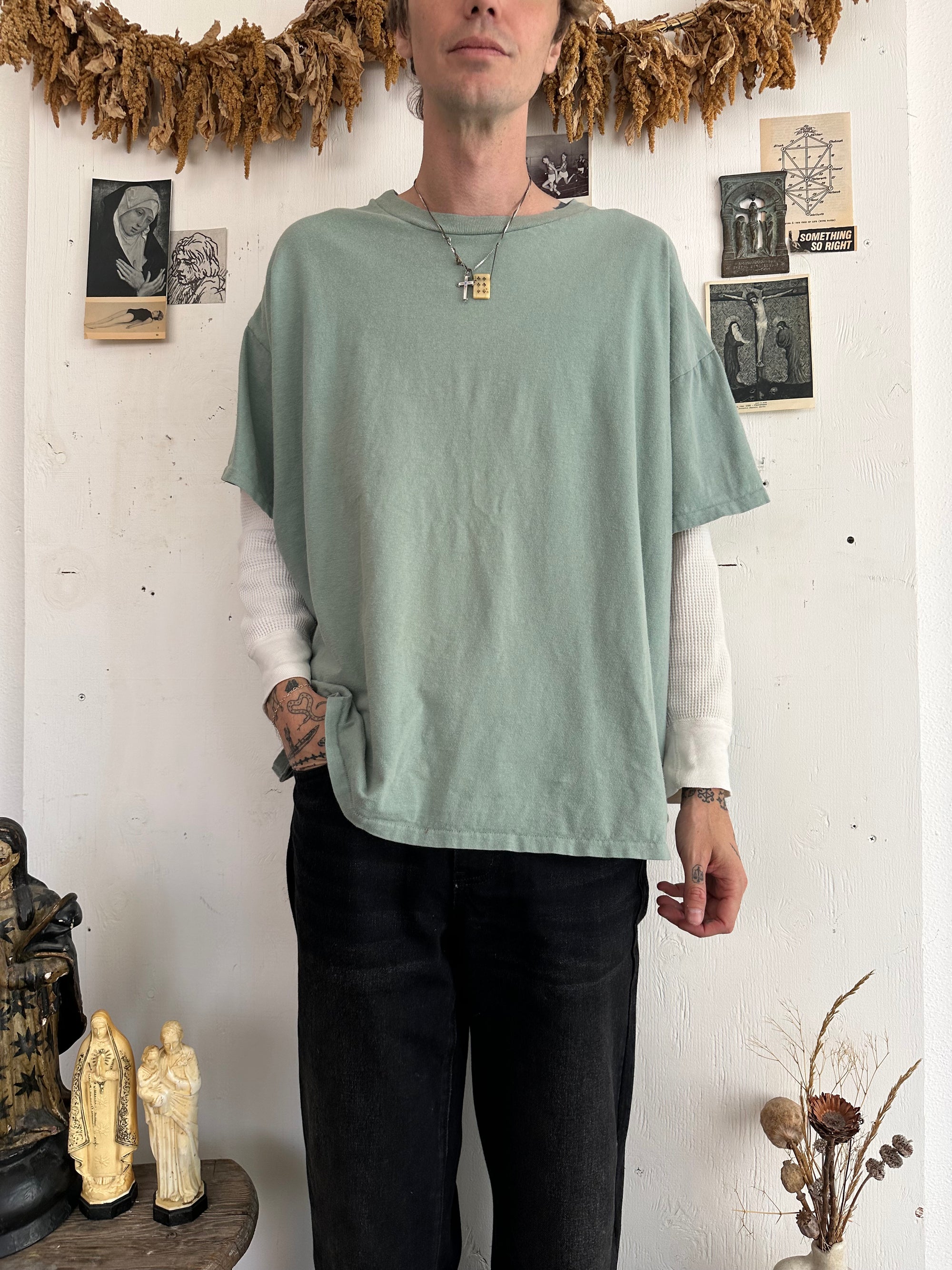 1990s Super Boxy Sage Green Tee