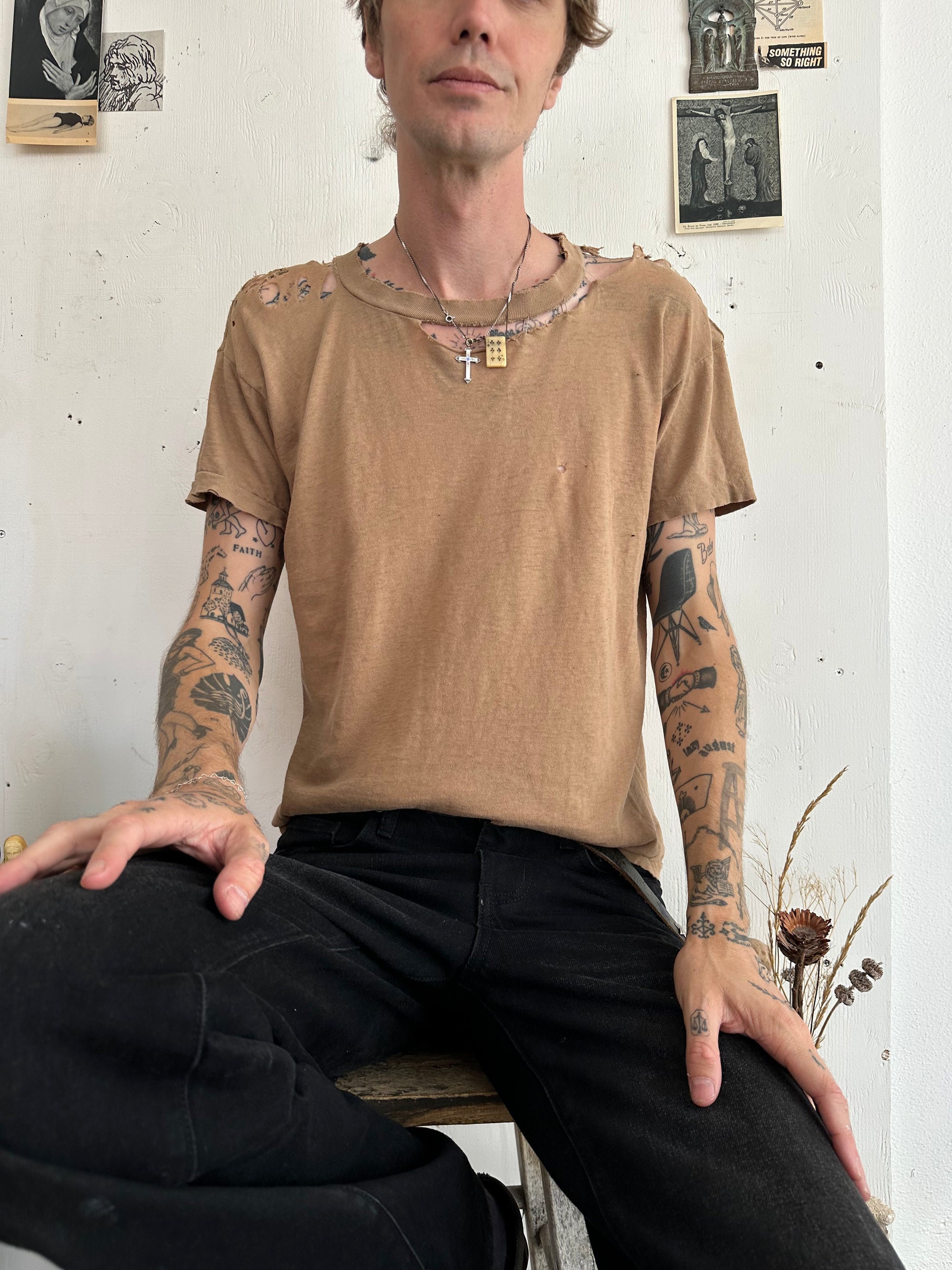 1990s Thrashed Light Brown Tee