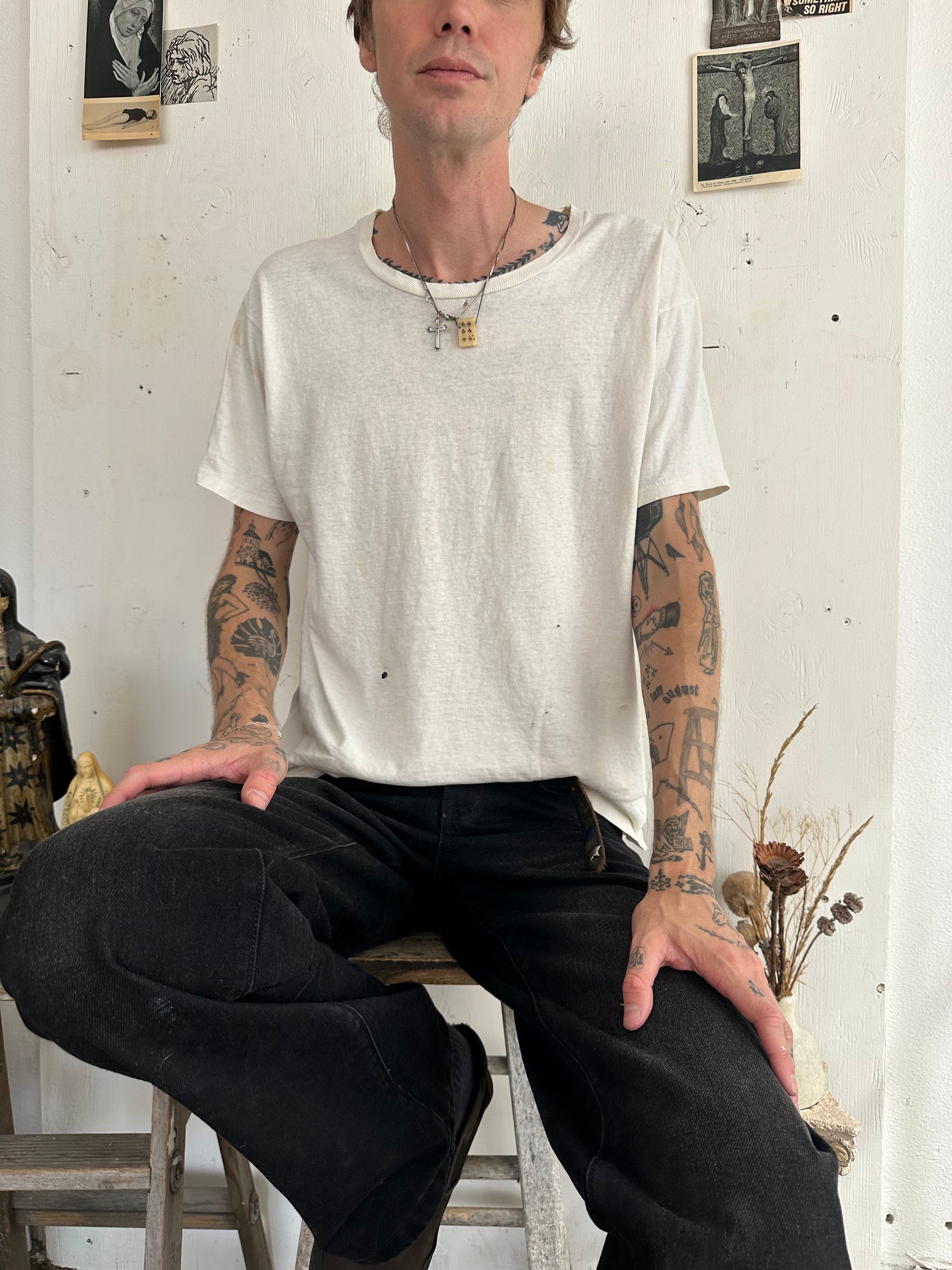 1990s Thrashed White Blank
