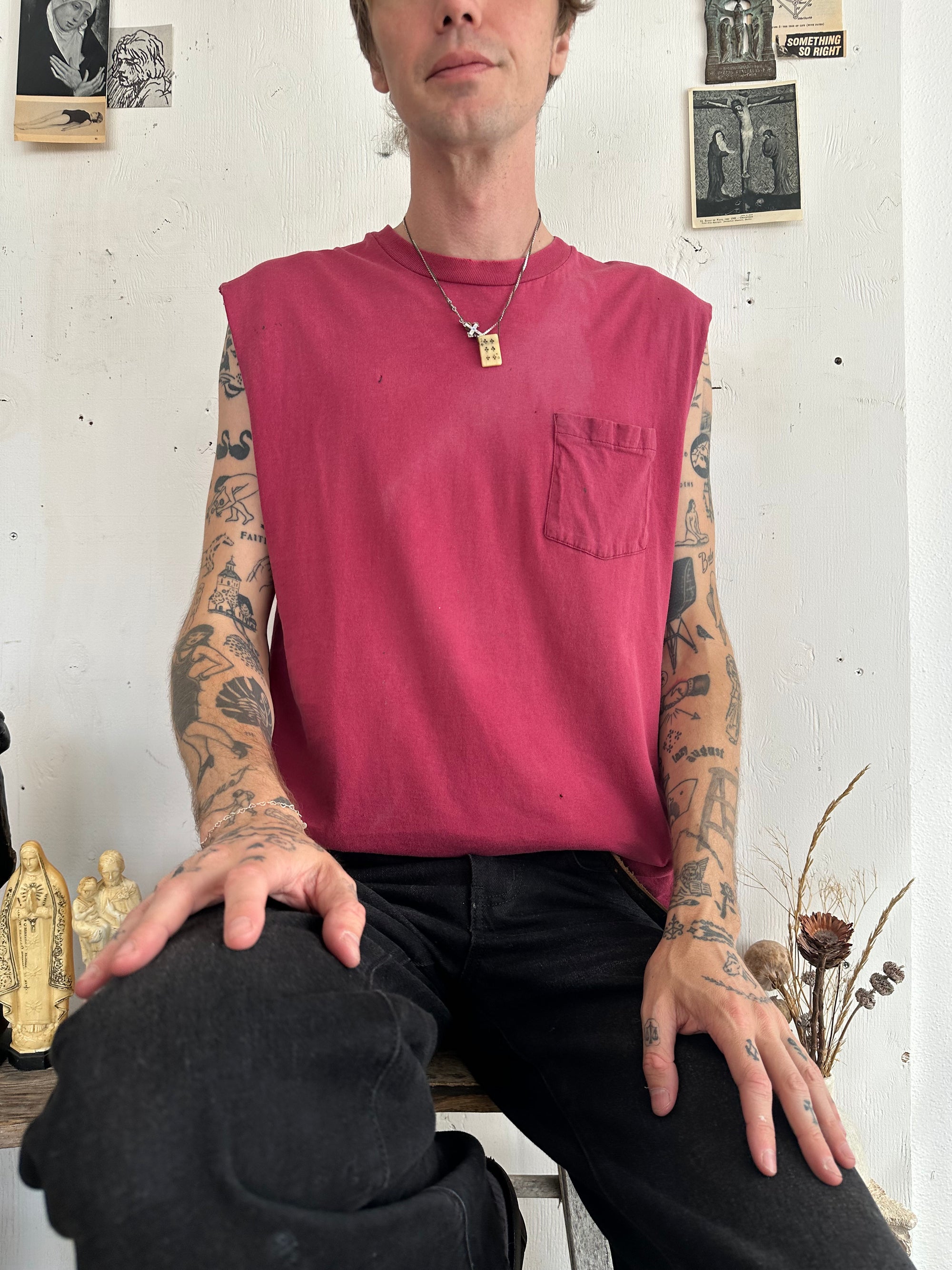 1990s Sunfaded Burgundy Muscle Tee