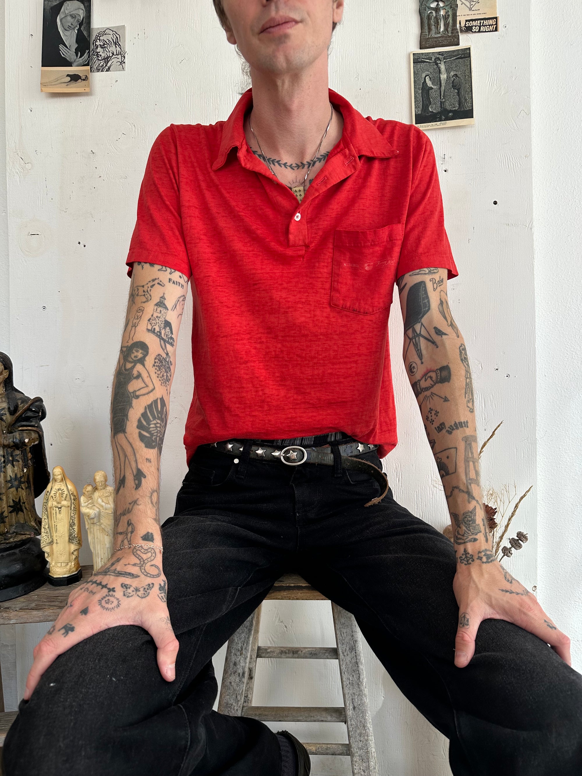 1980s Paper Thin Red Polo