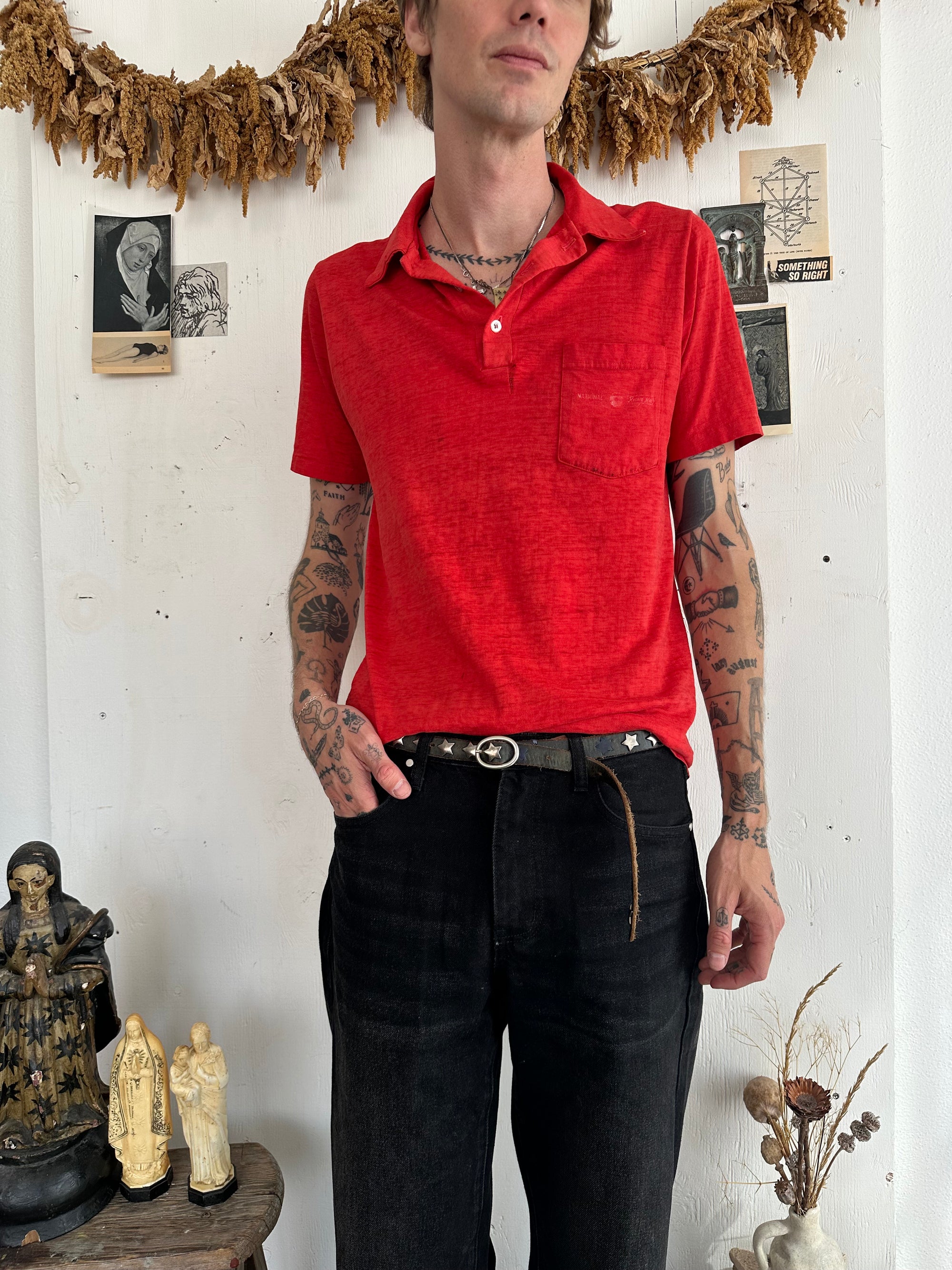 1980s Paper Thin Red Polo