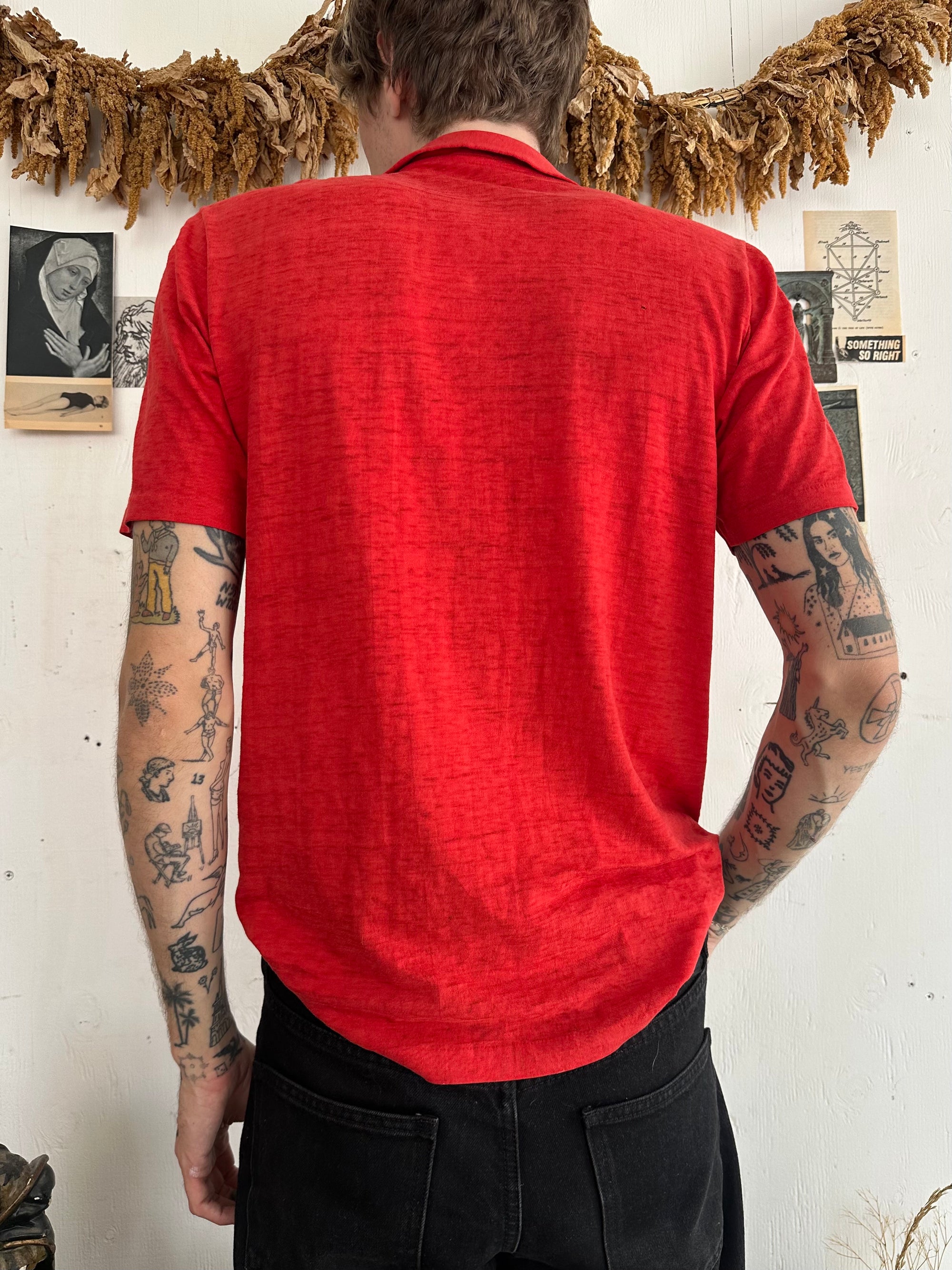 1980s Paper Thin Red Polo