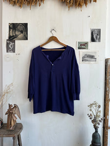 1960s French Terry Indigo Henley (Boxy M/L)