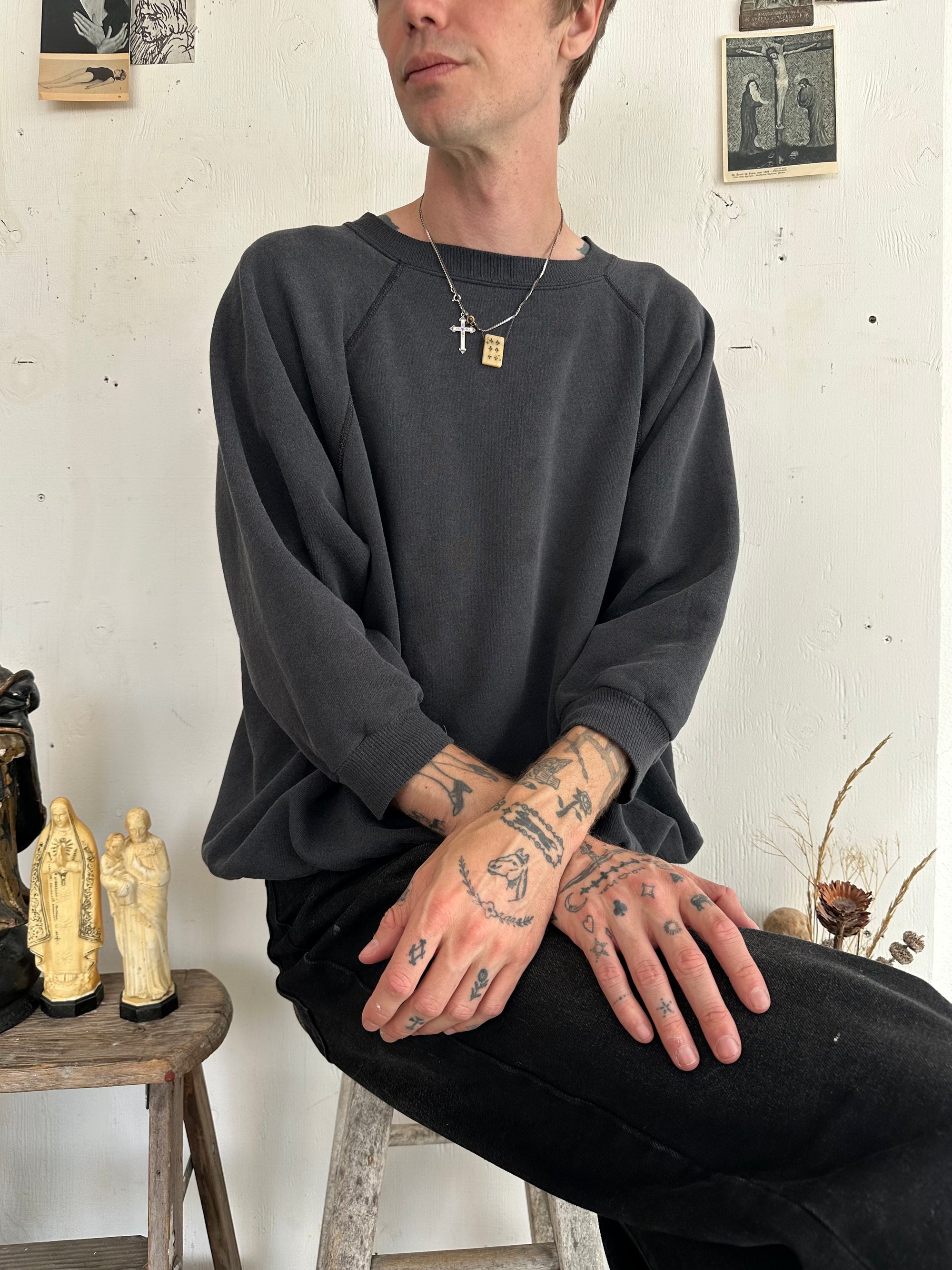 1980s Three Quarter Oversized Raglan Sleeve Sweatshirt