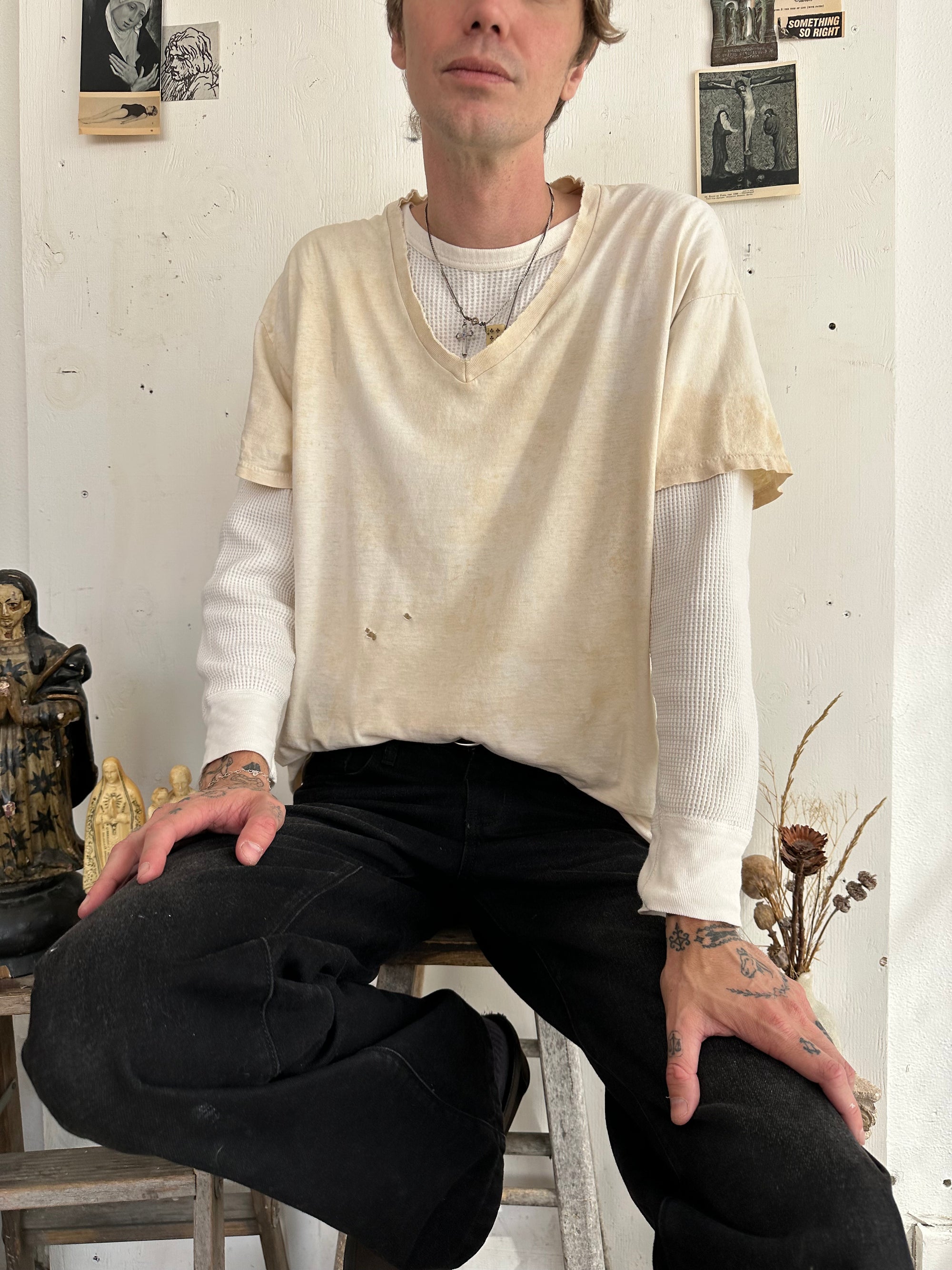 1980s Thrashed V-Neck