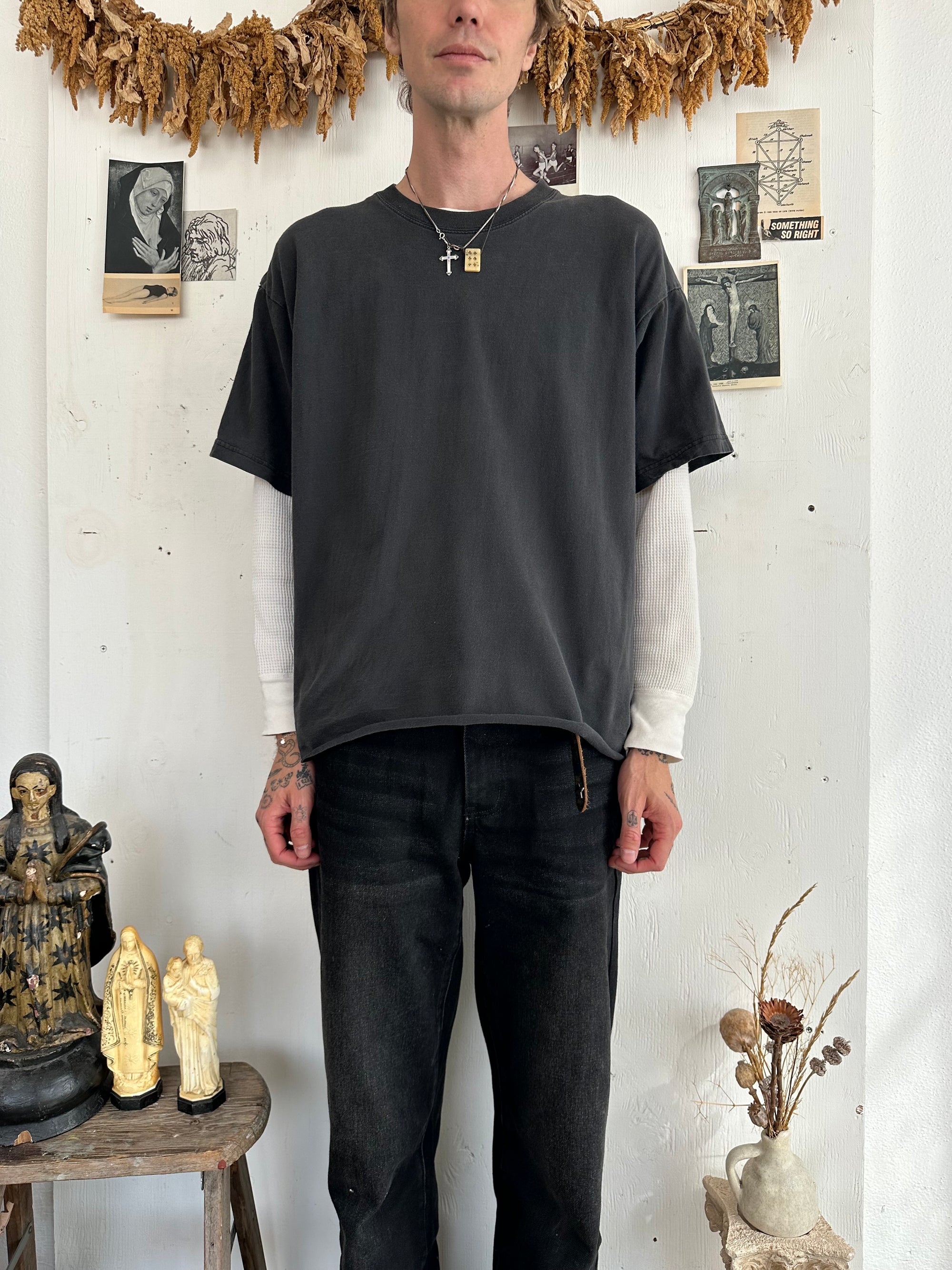 1990s Faded Black Chopped T-Shirt