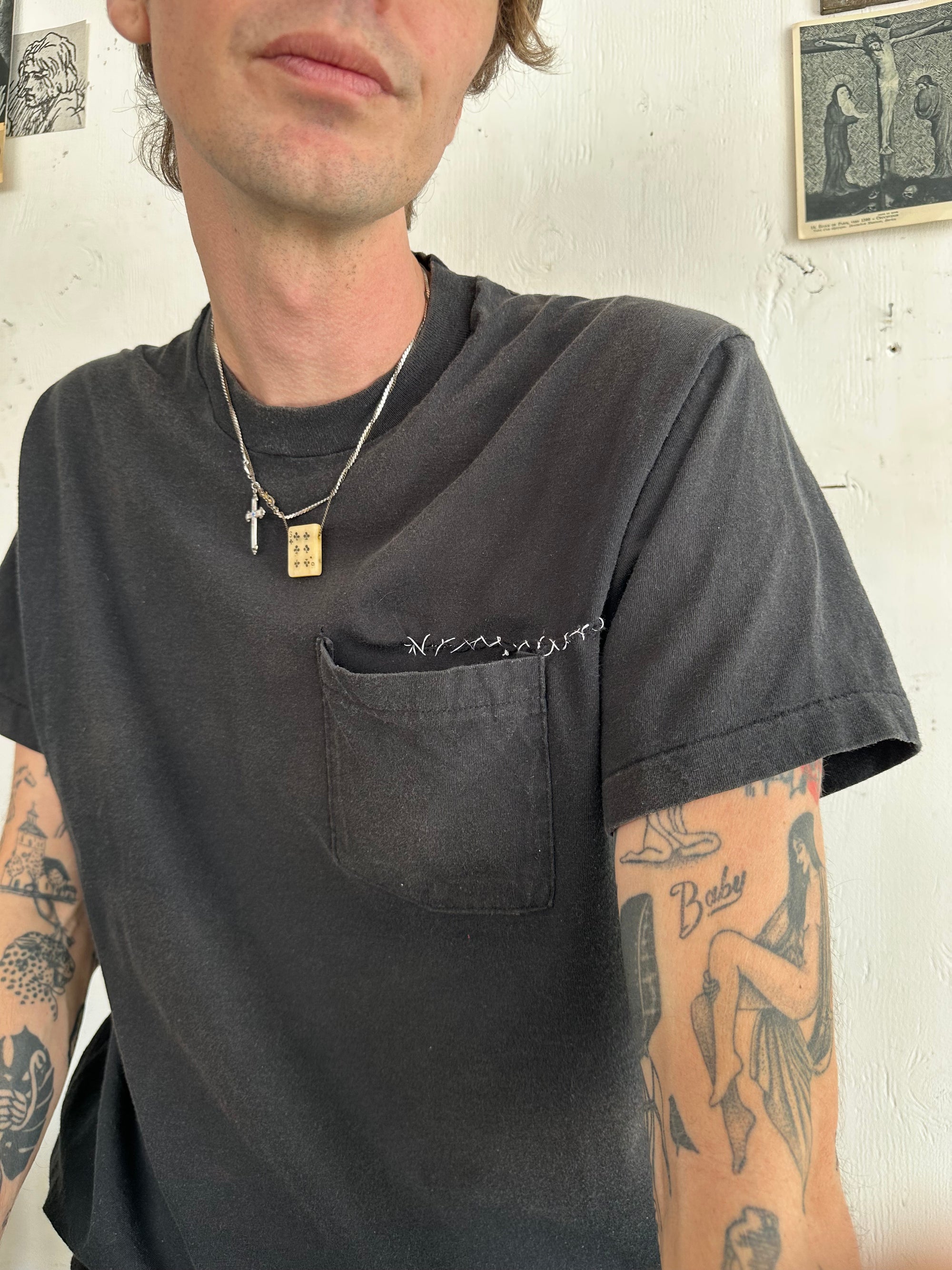 1990s Repaired Black Pocket Tee
