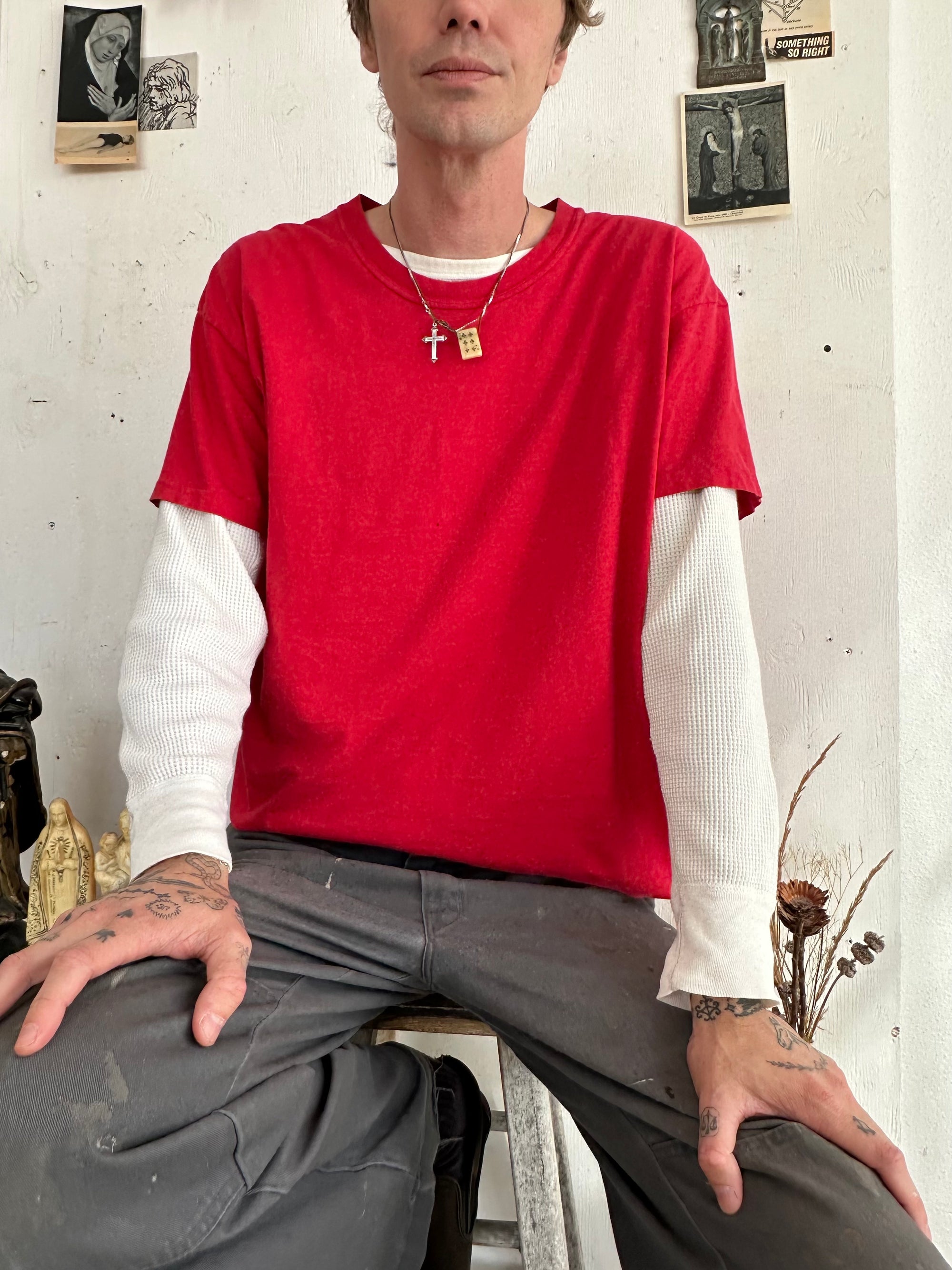 1990s Well Worn Red Blank