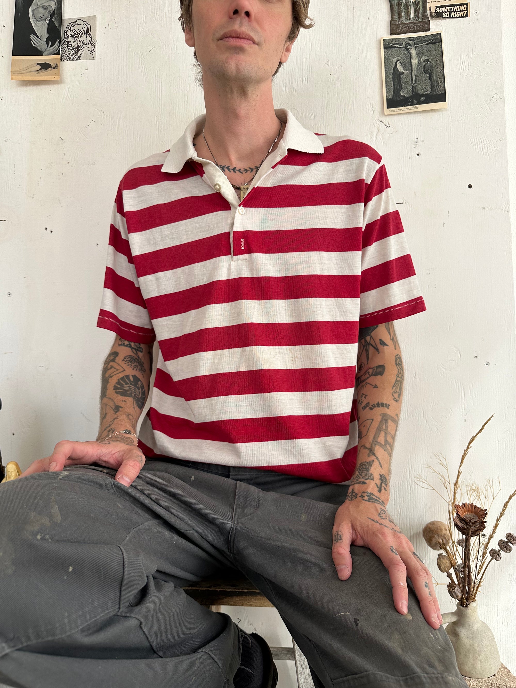 1980s Striped Polo
