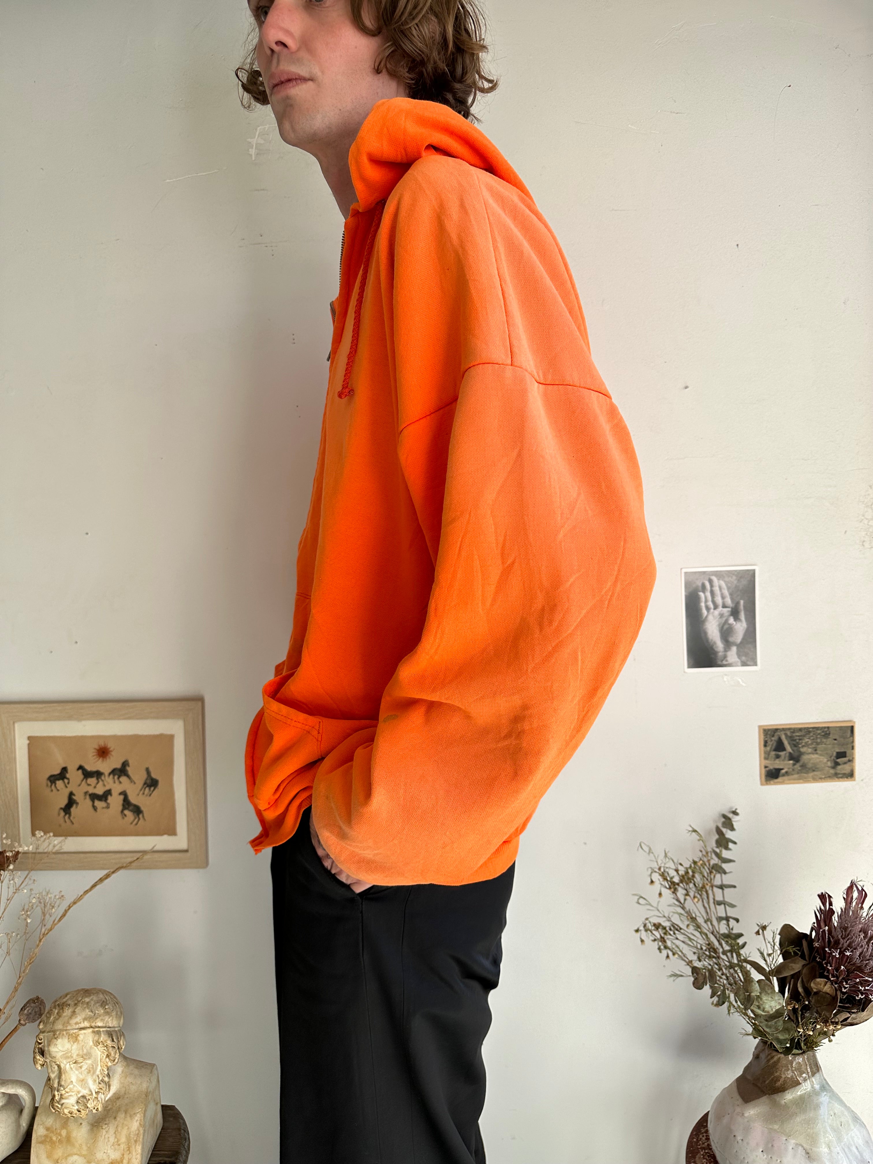 1990s Sunfaded Orange Thermal Hoodie (XXL)