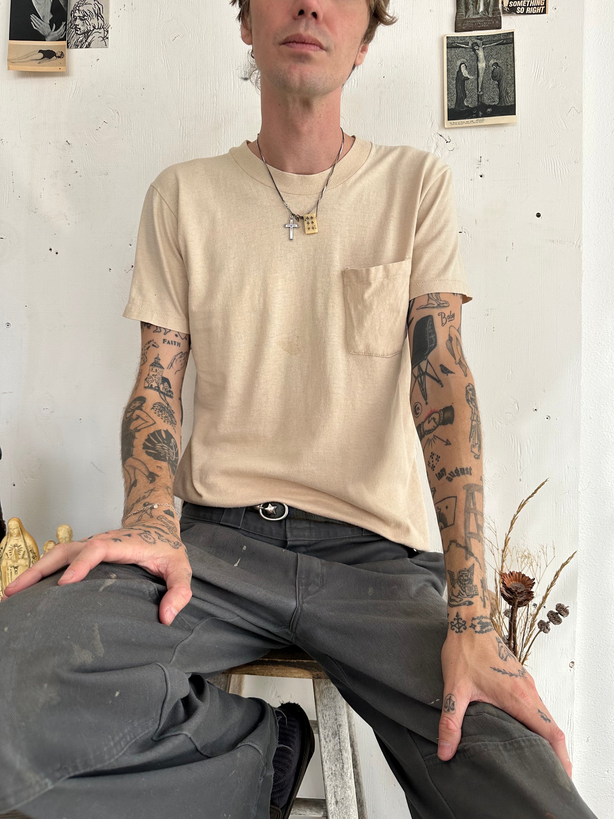 1980s Beige Pocket Tee