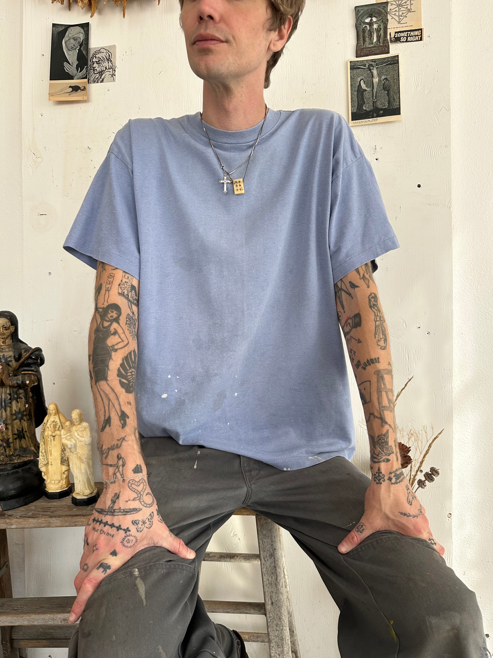 1990s Perfectly Worn Steel Blue T-Shirt