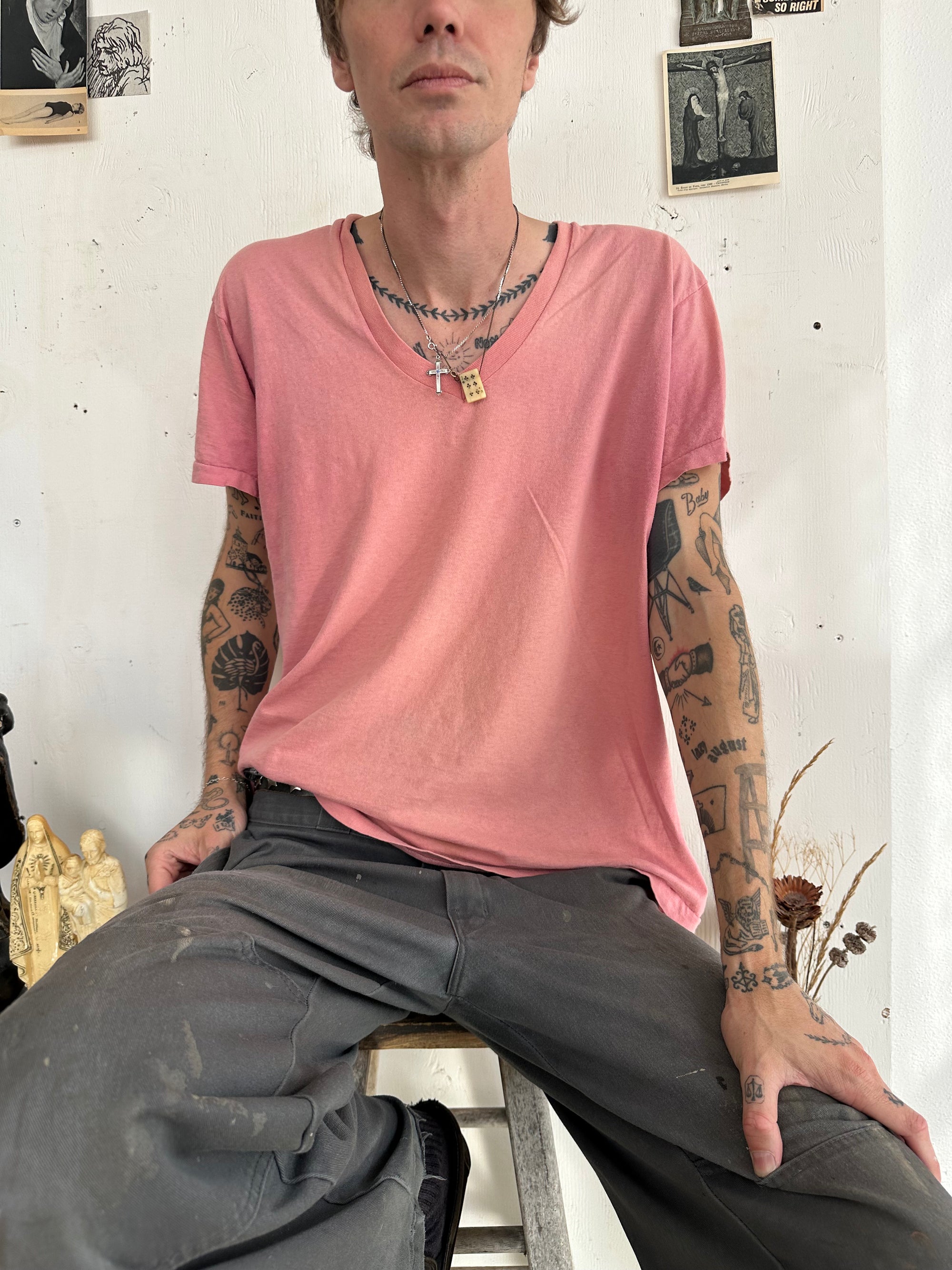 1980s Sunfaded V-Neck