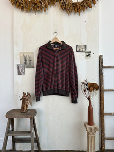 1980s Velour Striped Sweatshirt (Boxy L)