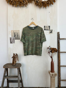 1980s Perfect Thrashed and Paper Thin Camo Pocket Tee (Boxy L/XL)