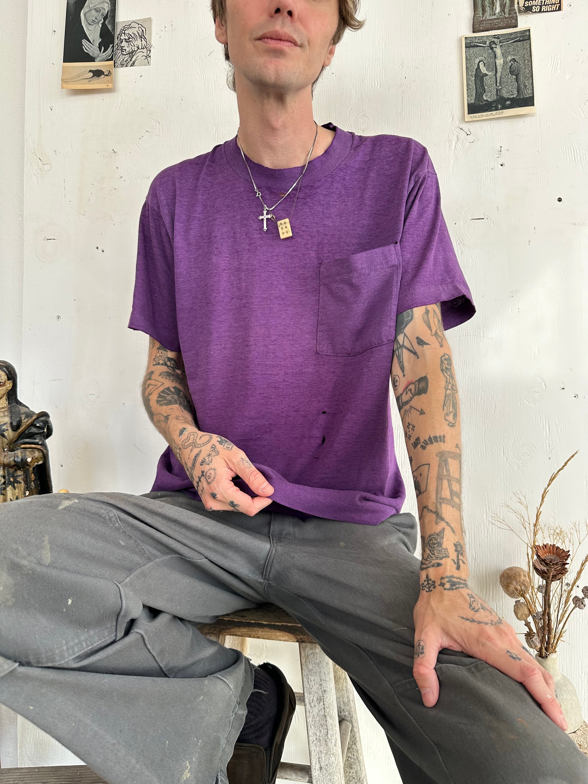 1980s Paper Thin Purple Pocket Blank