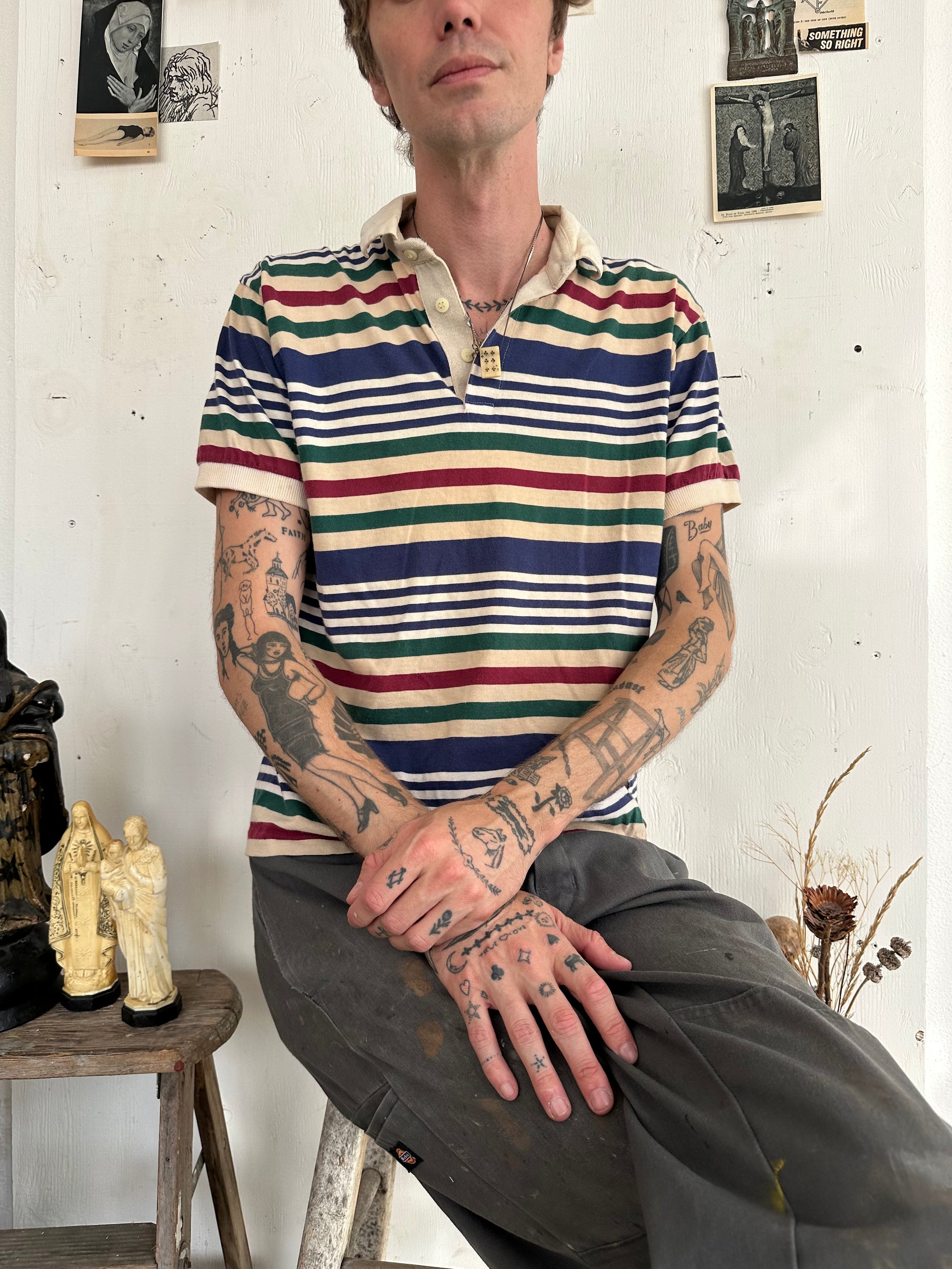 1980s Striped Polo