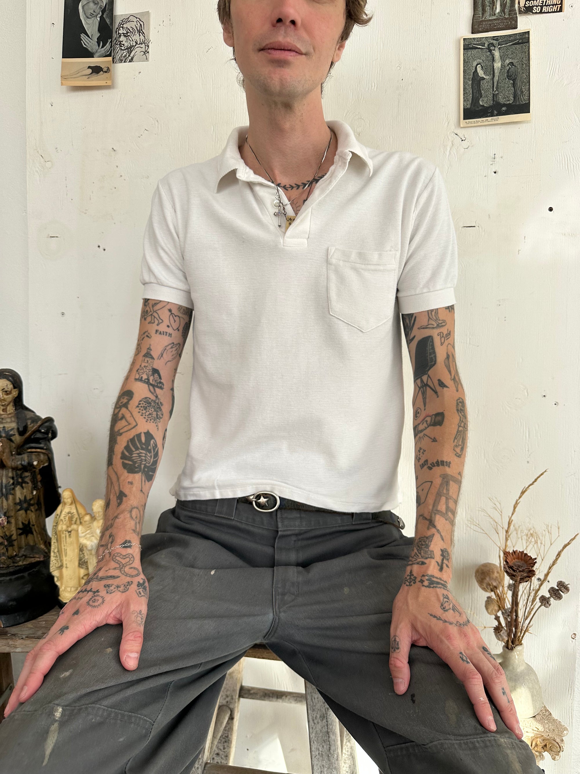 1960s White Pocket Polo
