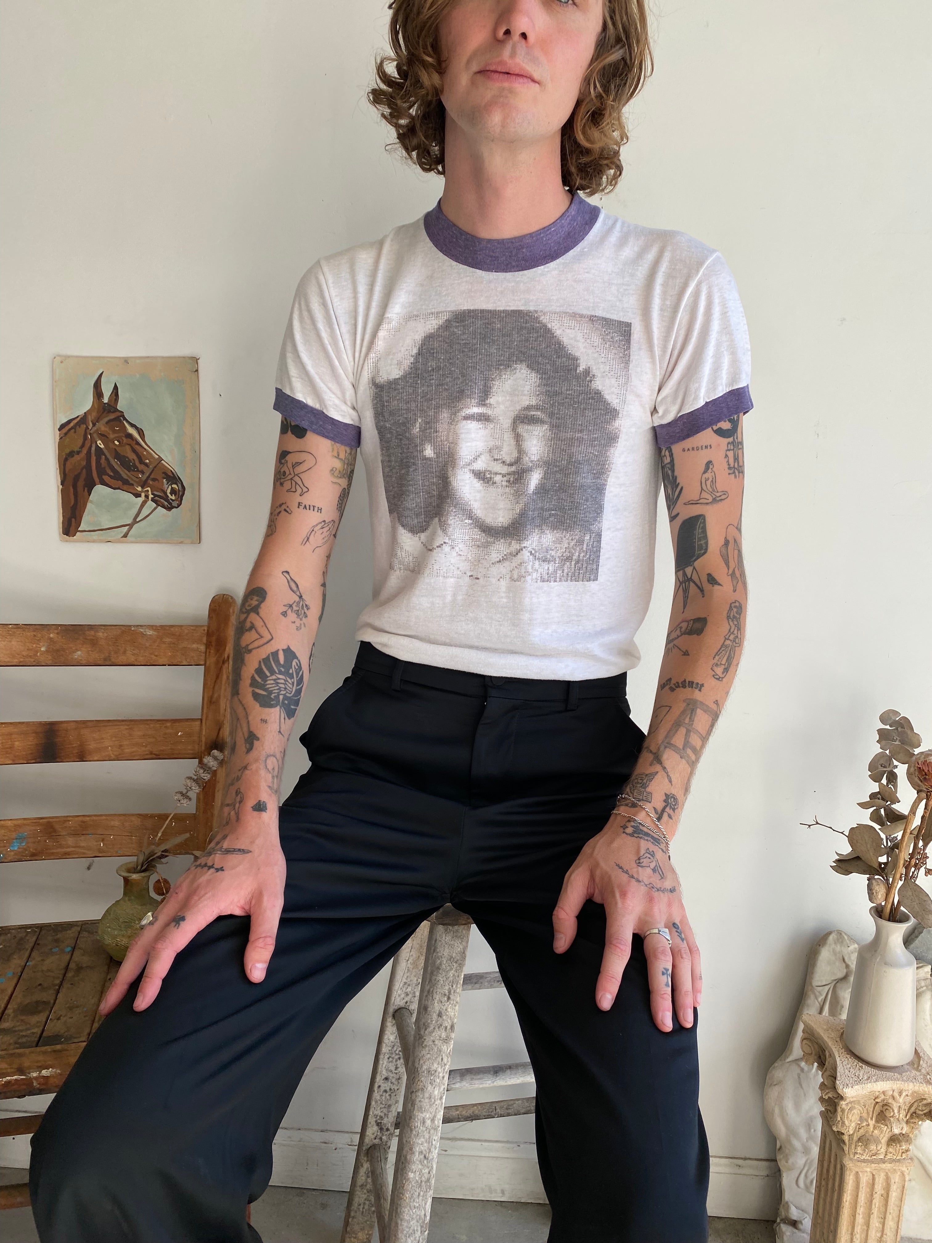 1970s Home Made Faded Portrait Tee (M)