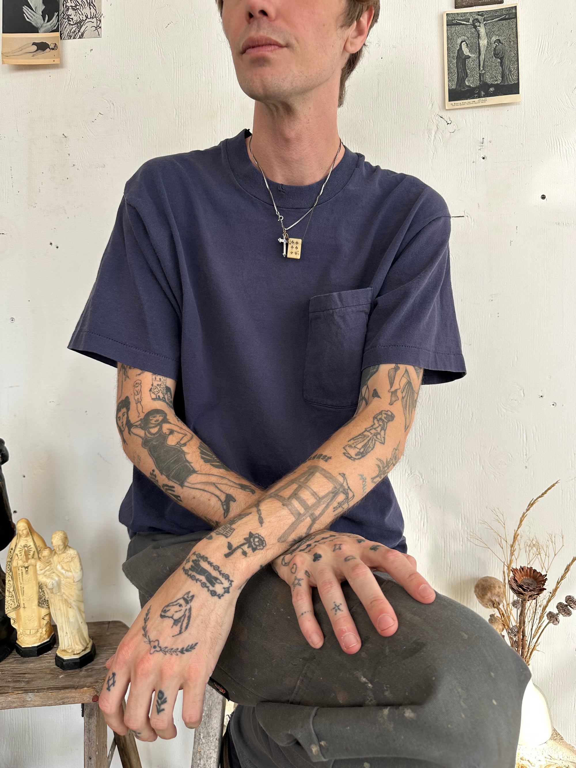 1990s Well Worn Blue Pocket Tee