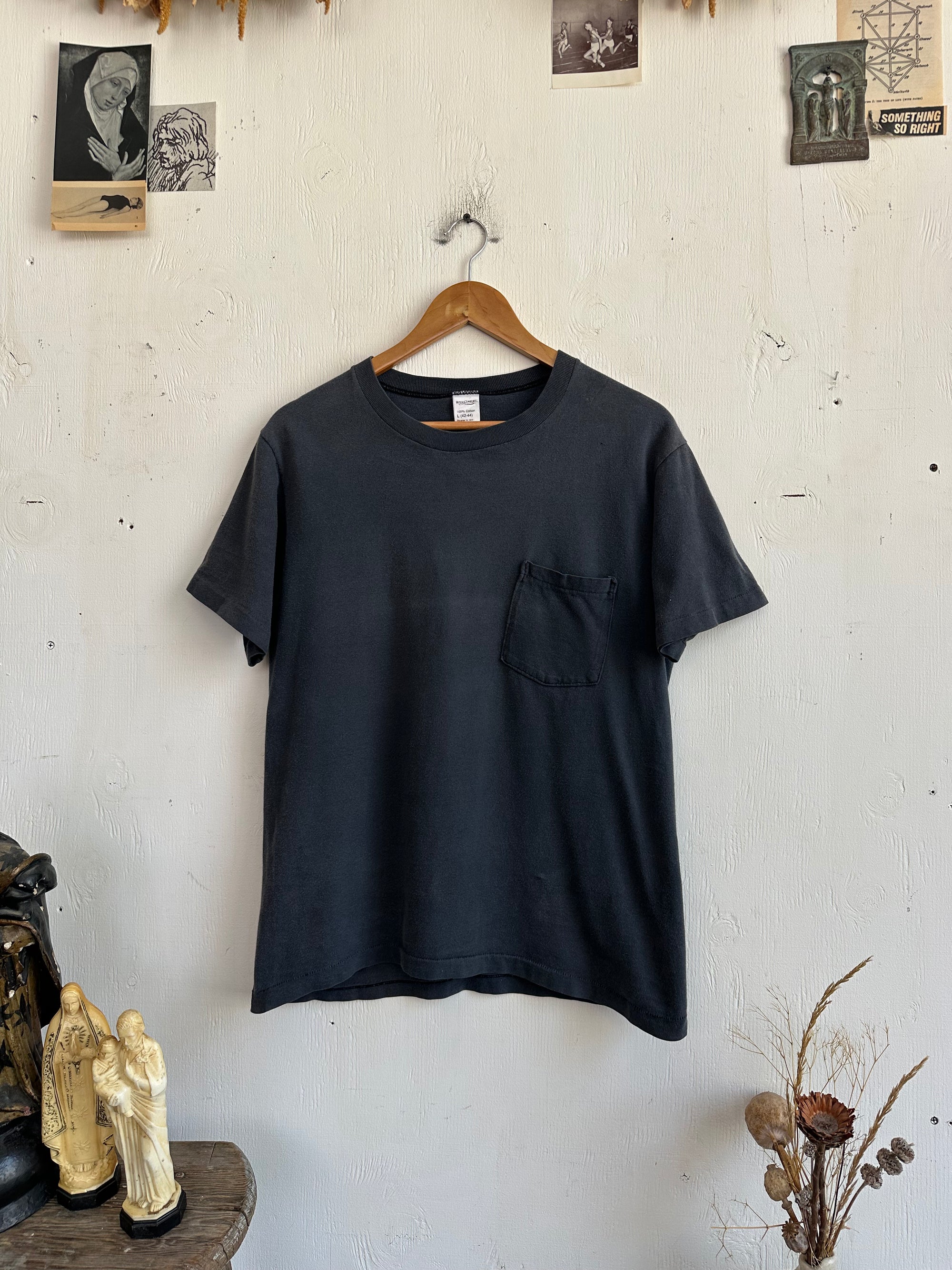 1970s Perfect Faded Black Penneys Pocket Tee