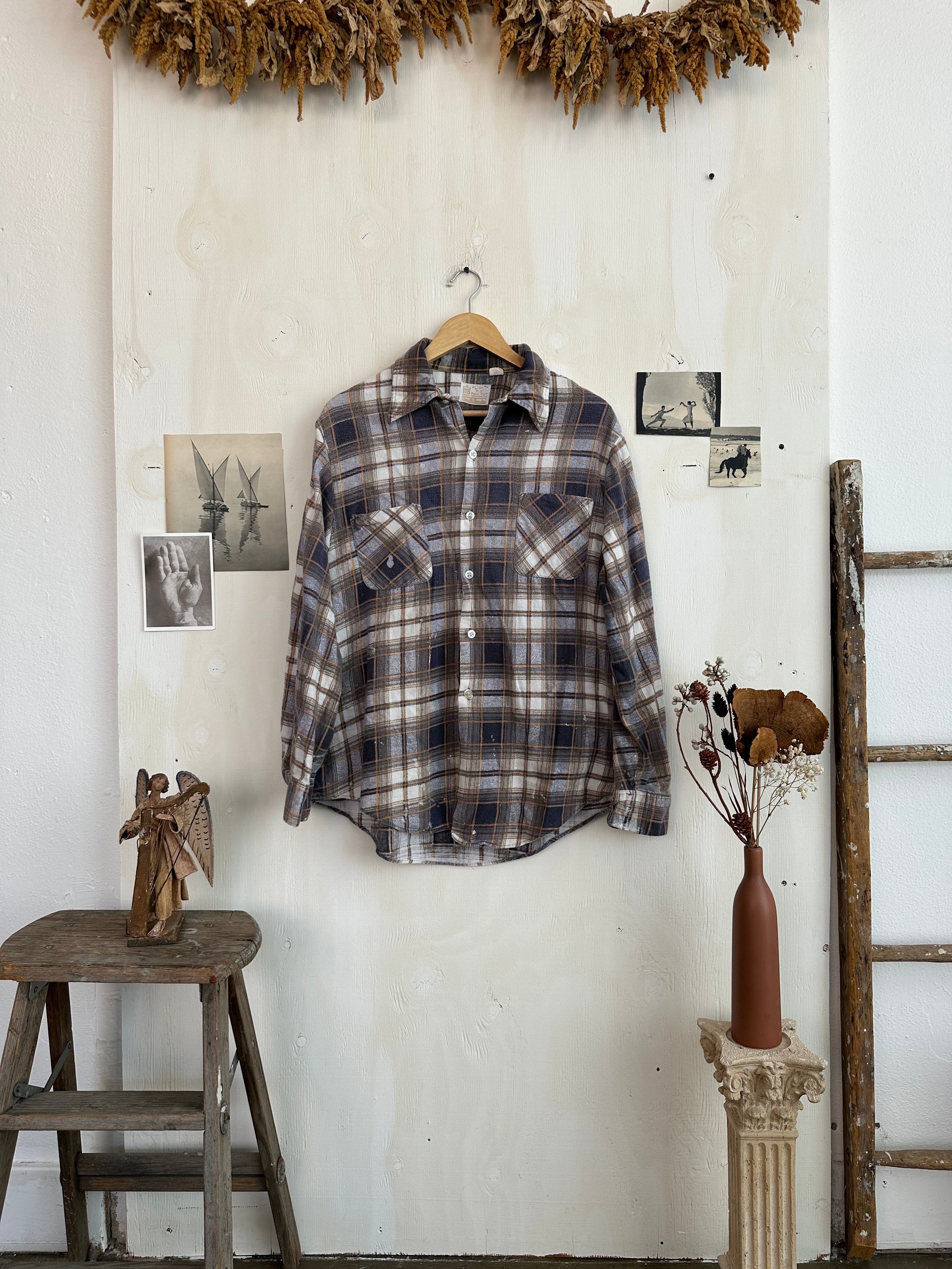 1970s Thrashed Brushed Cotton Flannel (Boxy L/XL)