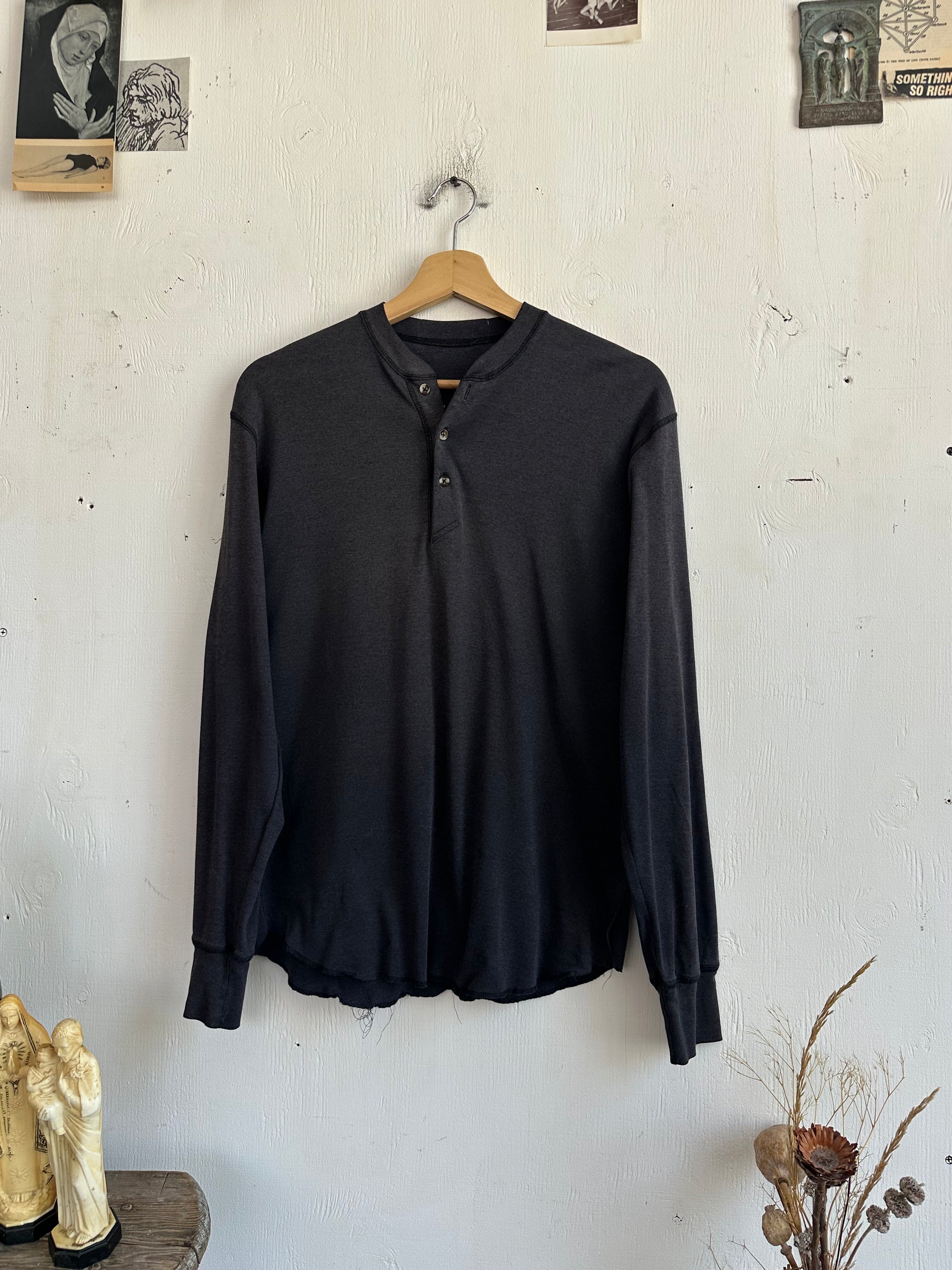 1990s Faded Black Henley