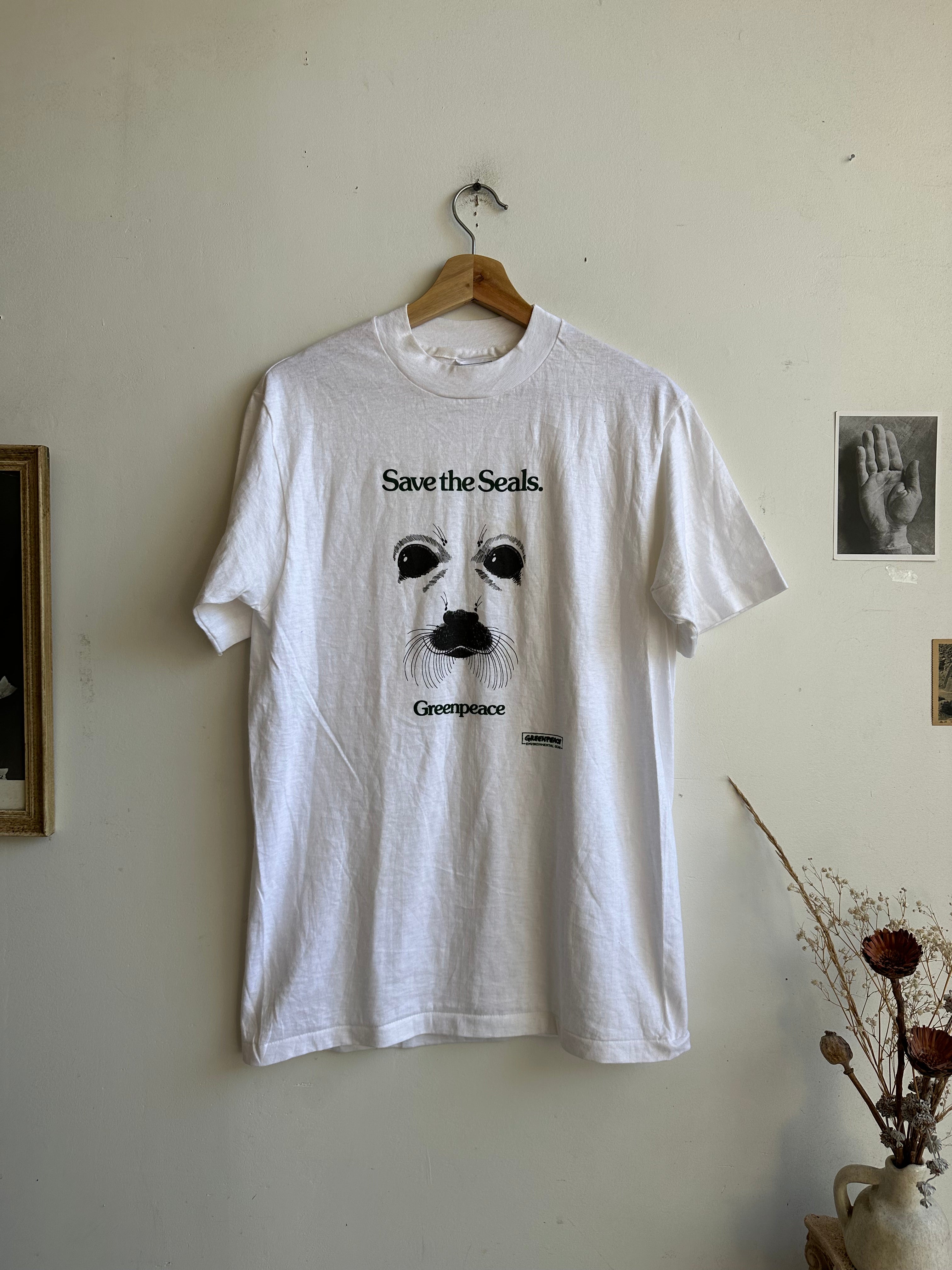 1980s Greenpeace Save the Seals T-Shirt (M)