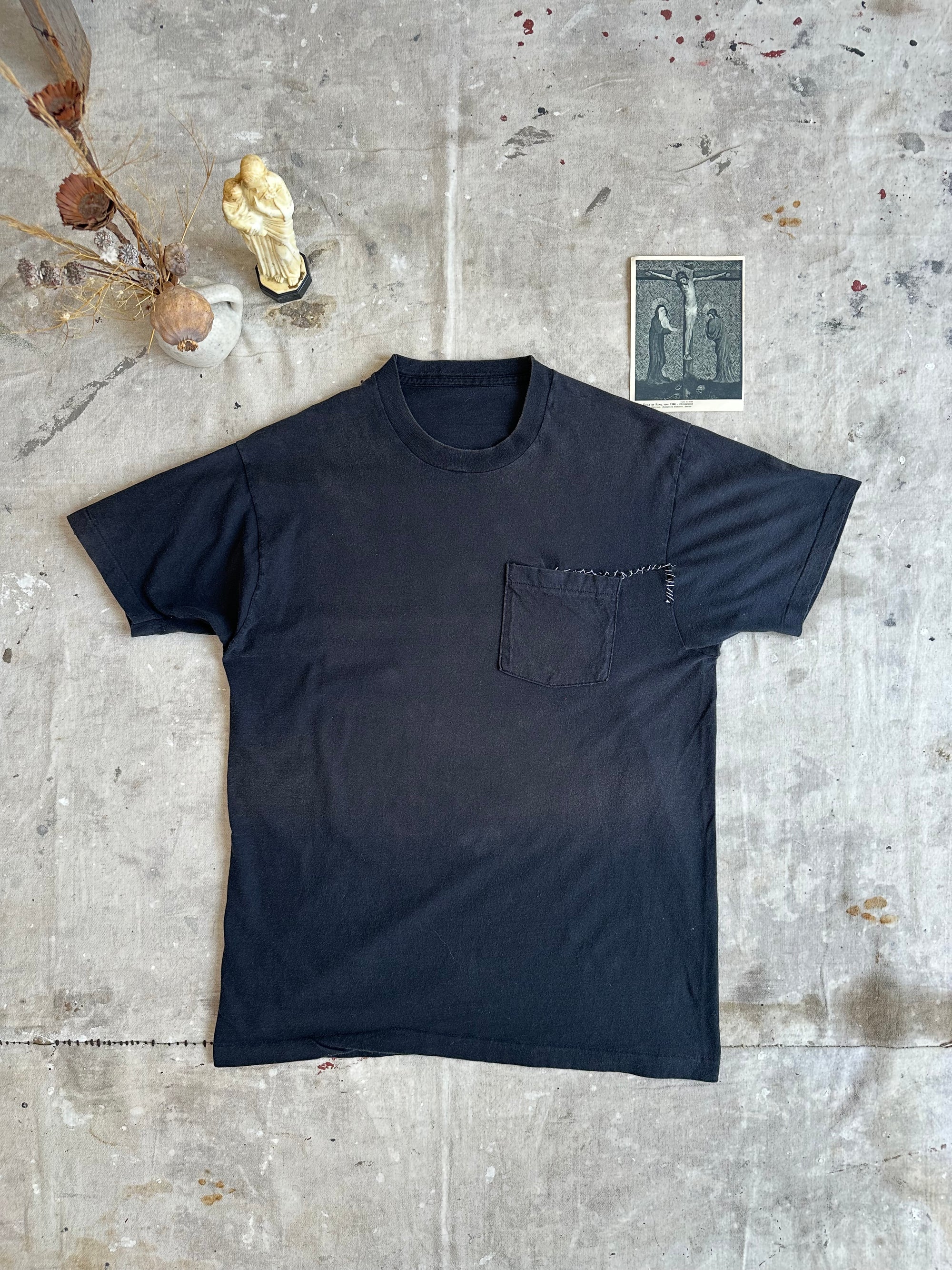 1990s Repaired Black Pocket Tee
