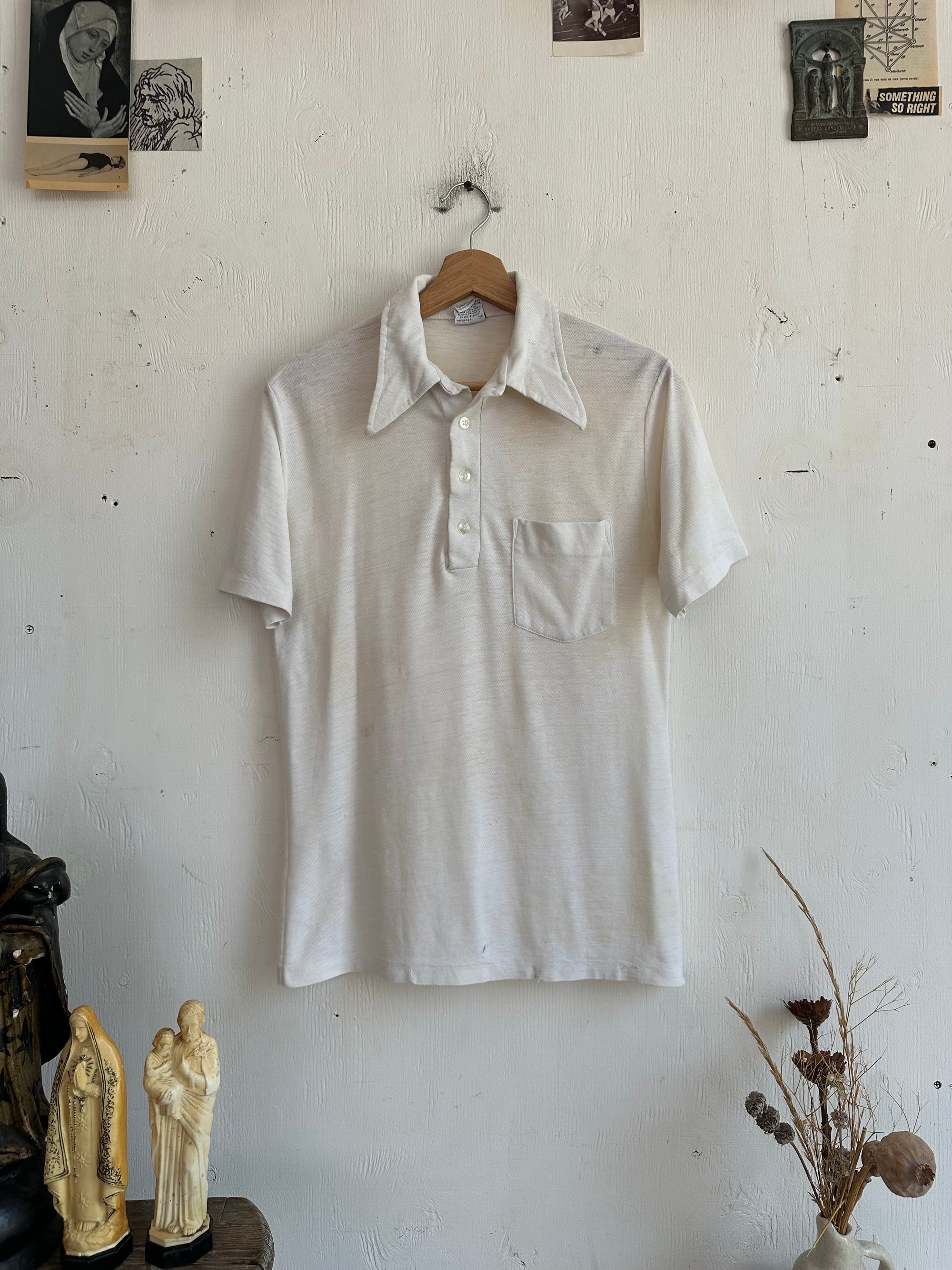 1970s Well Worn White Polo