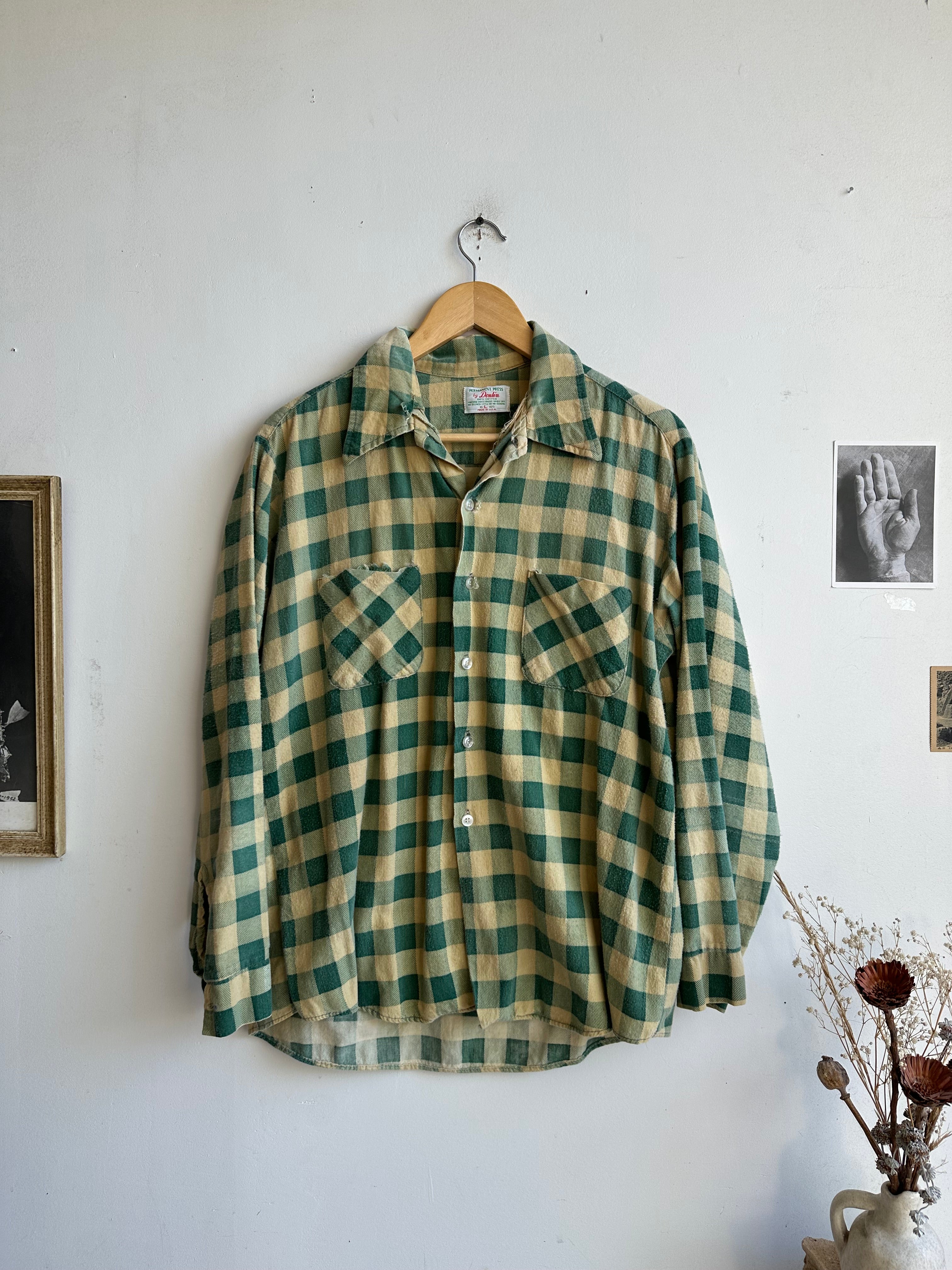 1970s Faded Green Flannel (L)