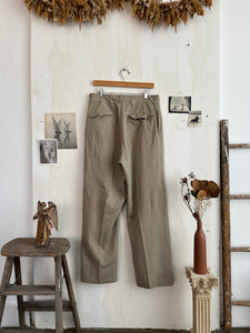 1940s Pleated Baggy Khaki Trousers (32/32)