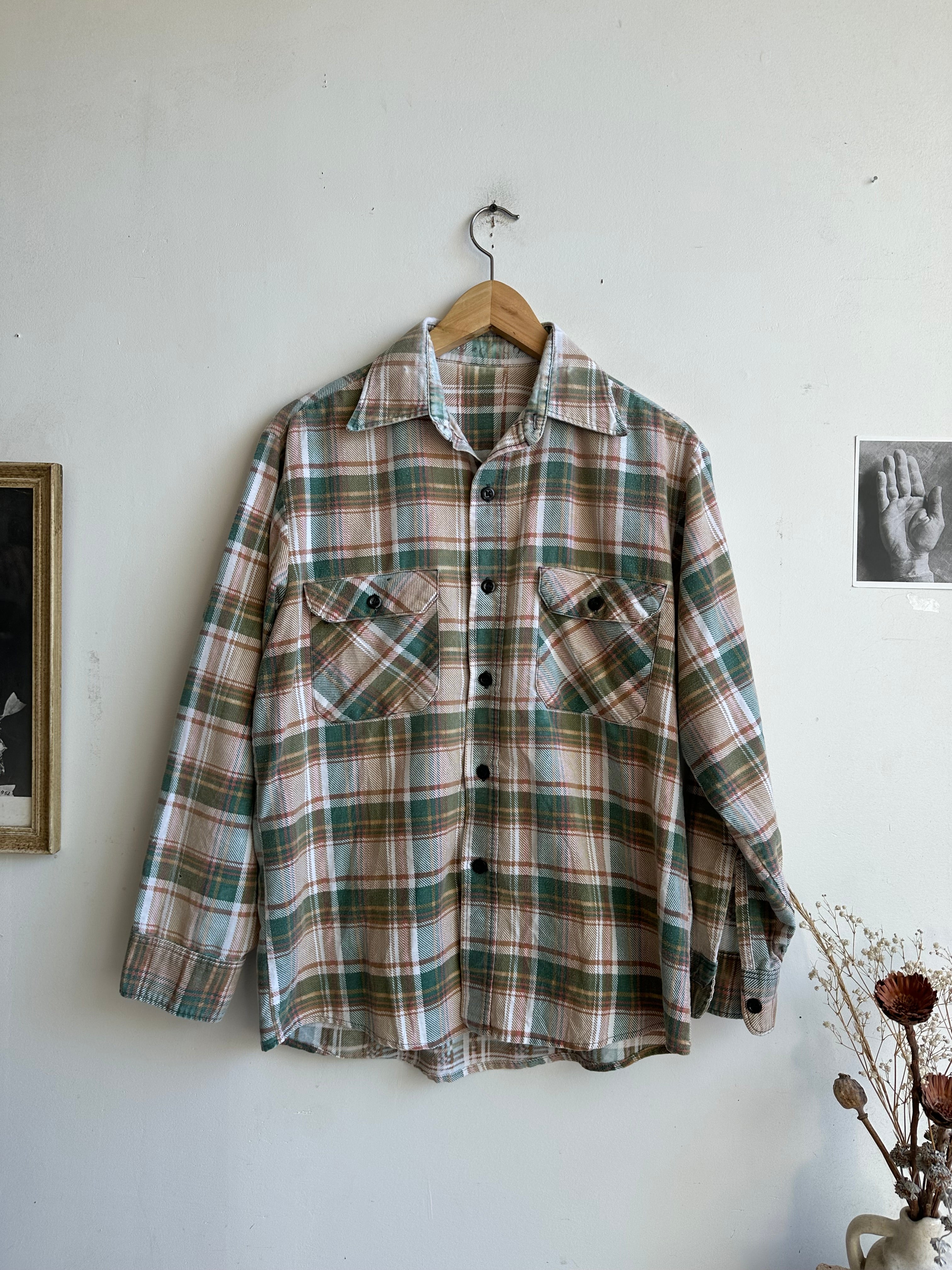 1960s Sun Faded Green Flannel (XL)