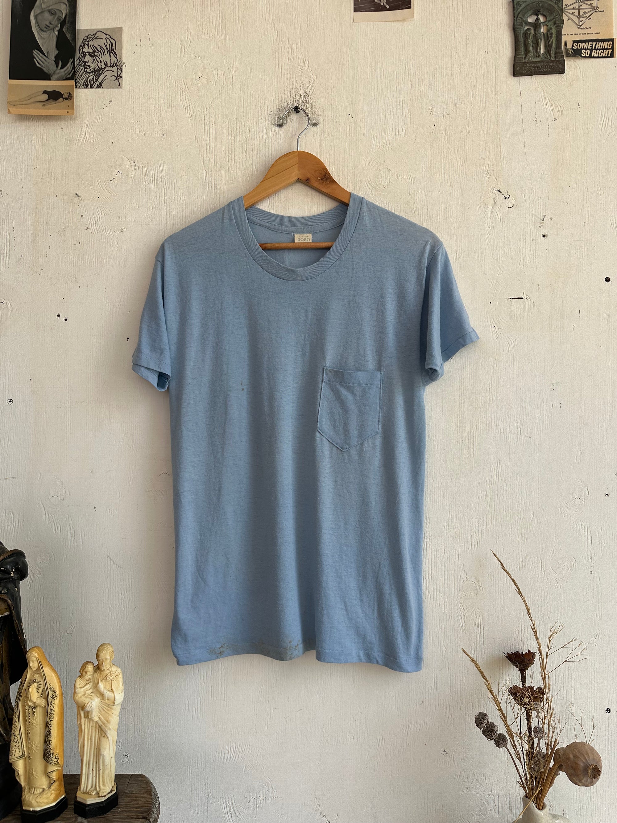 1980s Baby Blue Pocket Tee