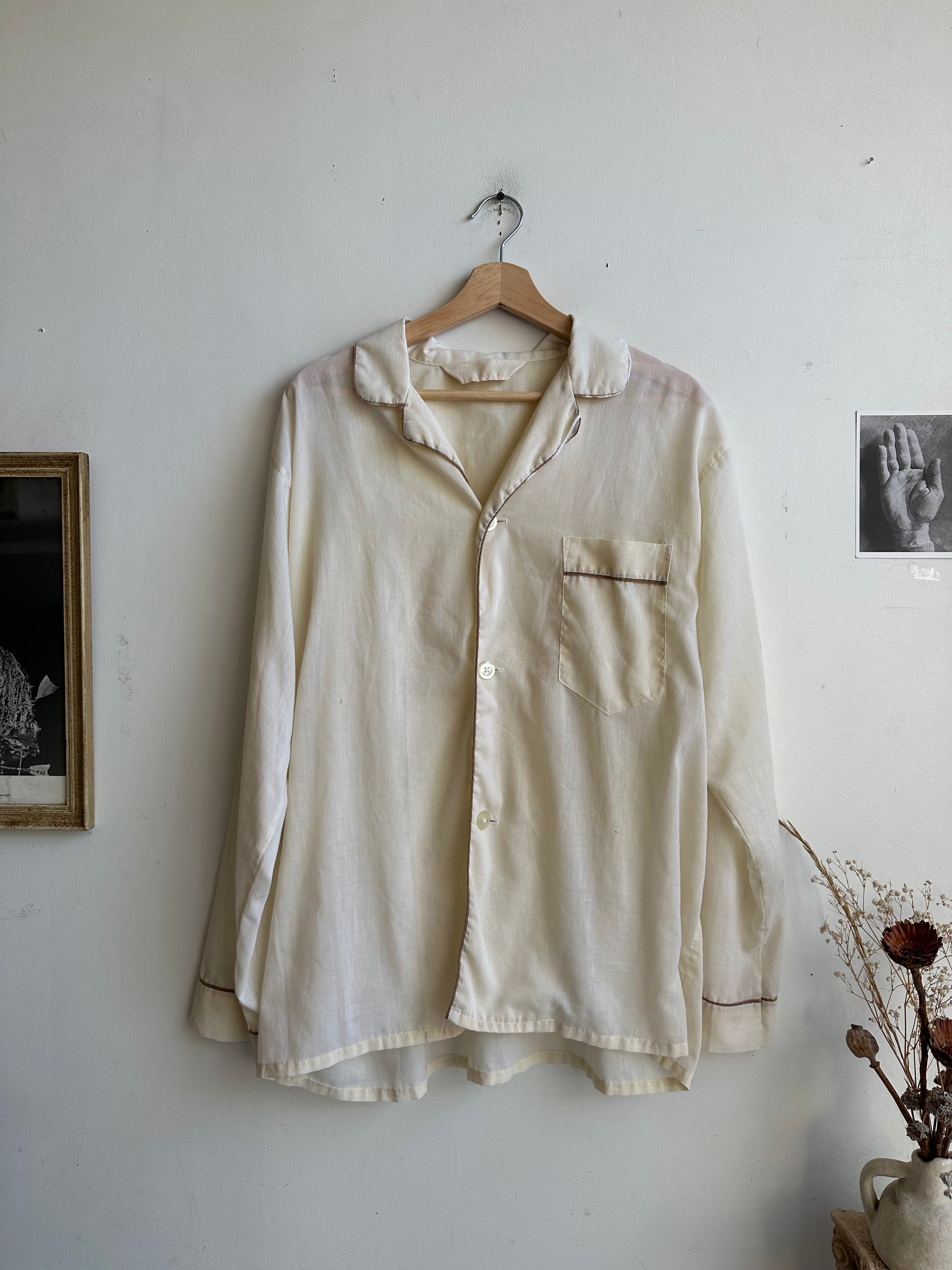 1960s Cream-Colored Pajama Top (XL)