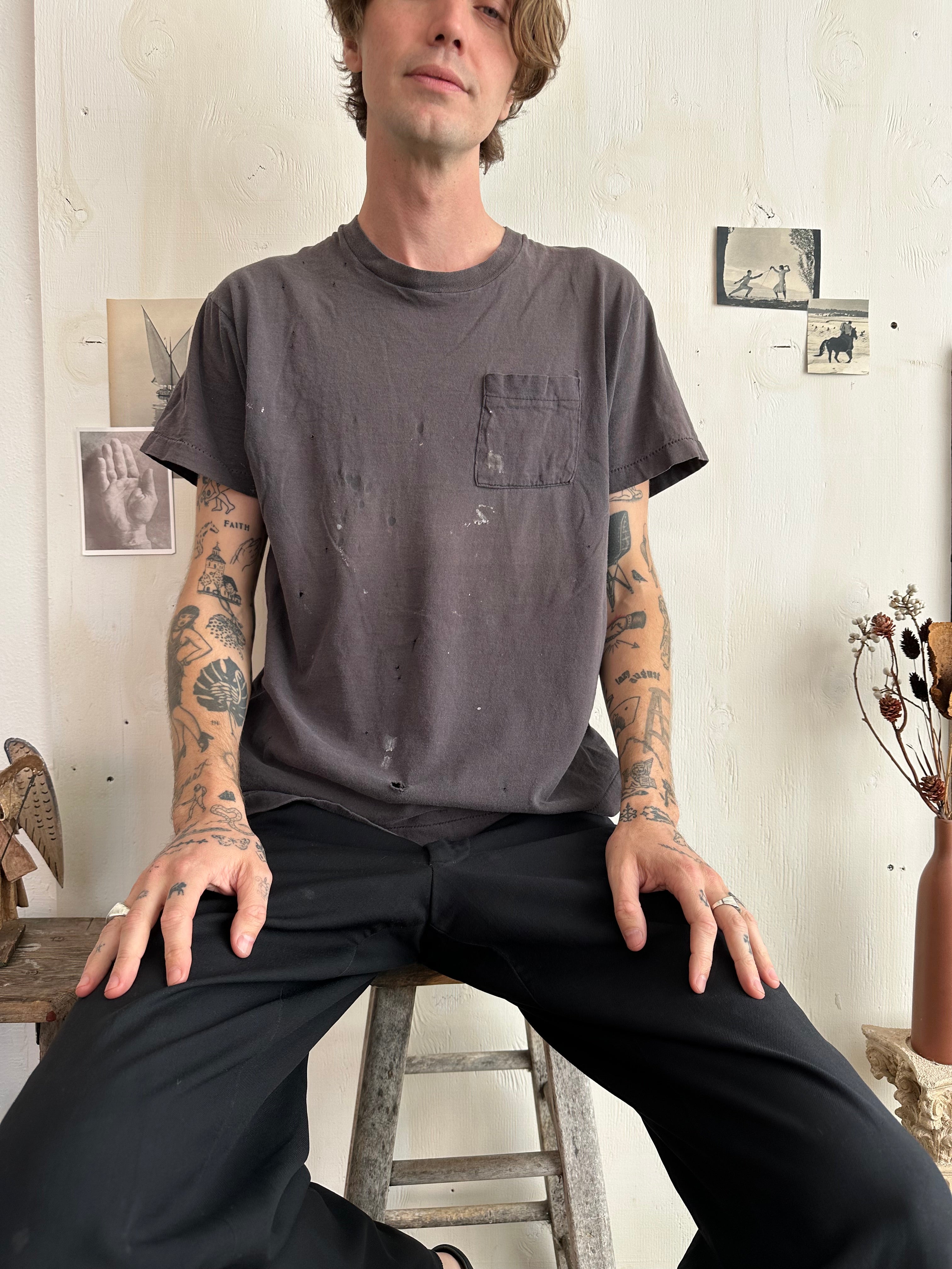 1980s Perfect Thrashed Black Pocket Tee (L)