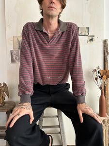 1980s Velour Striped Sweatshirt (Boxy L)
