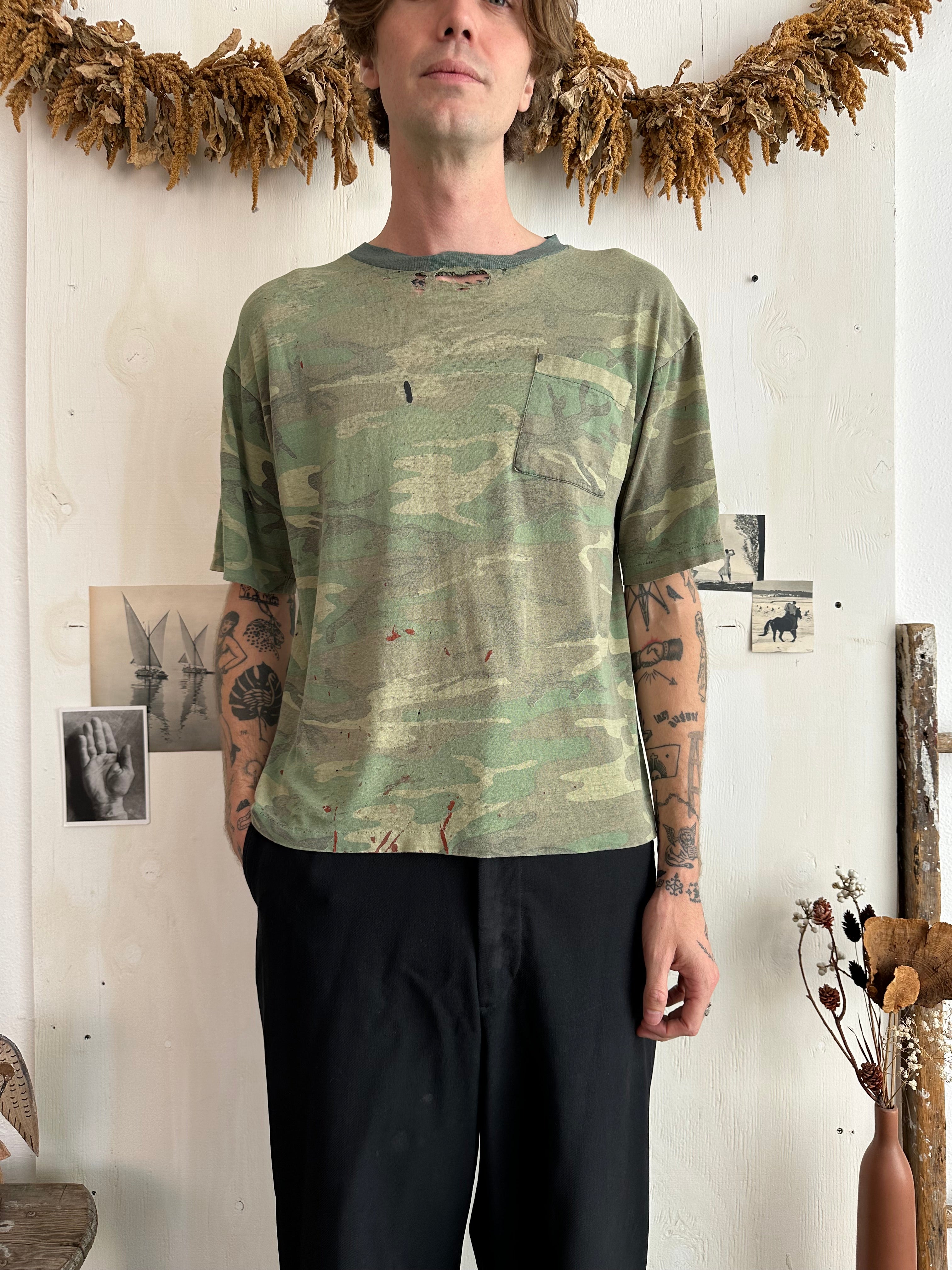 1980s Perfect Thrashed and Paper Thin Camo Pocket Tee (Boxy L/XL)