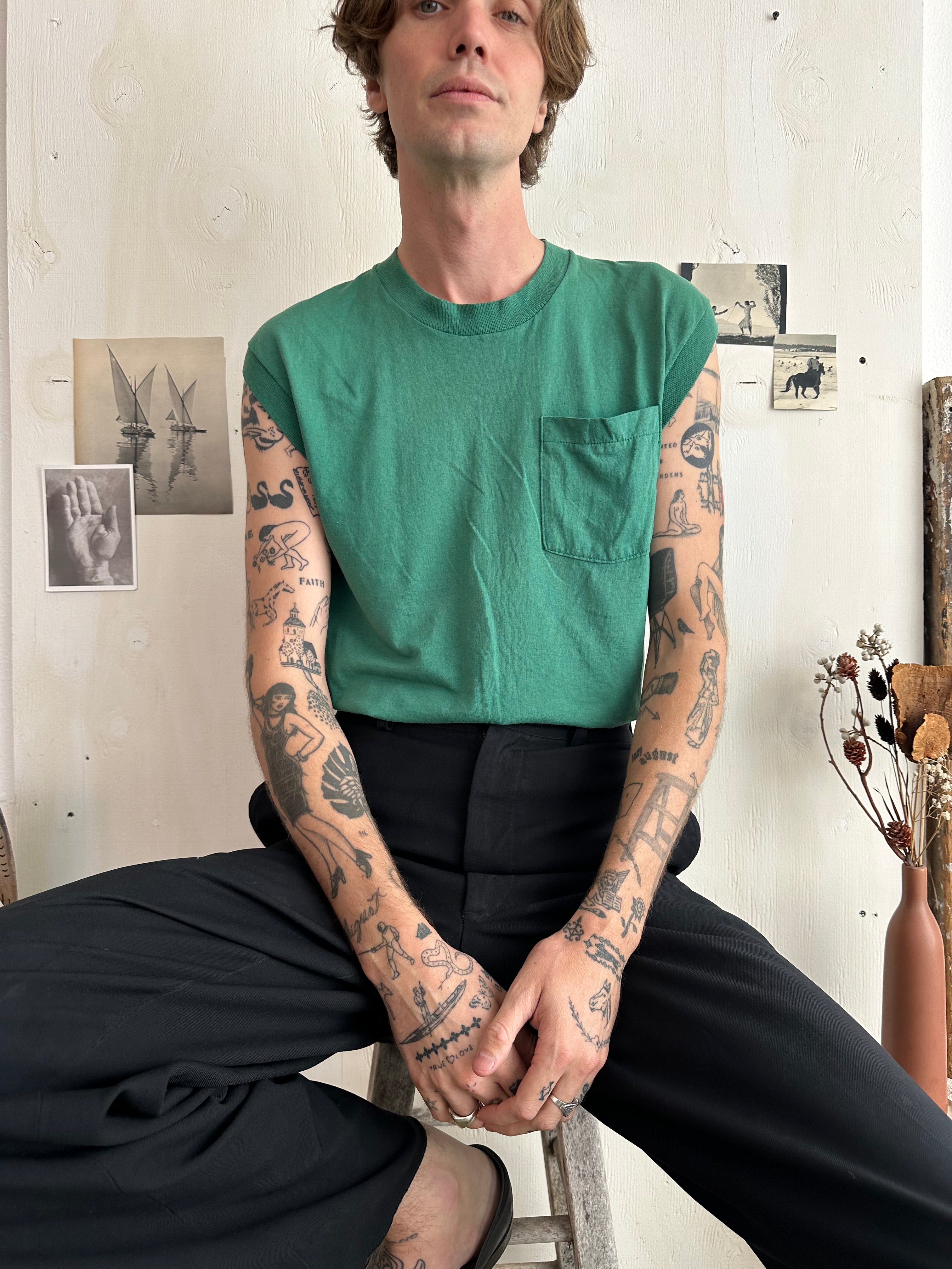 1980s Paper Thin Green Muscle Tee (M/L)