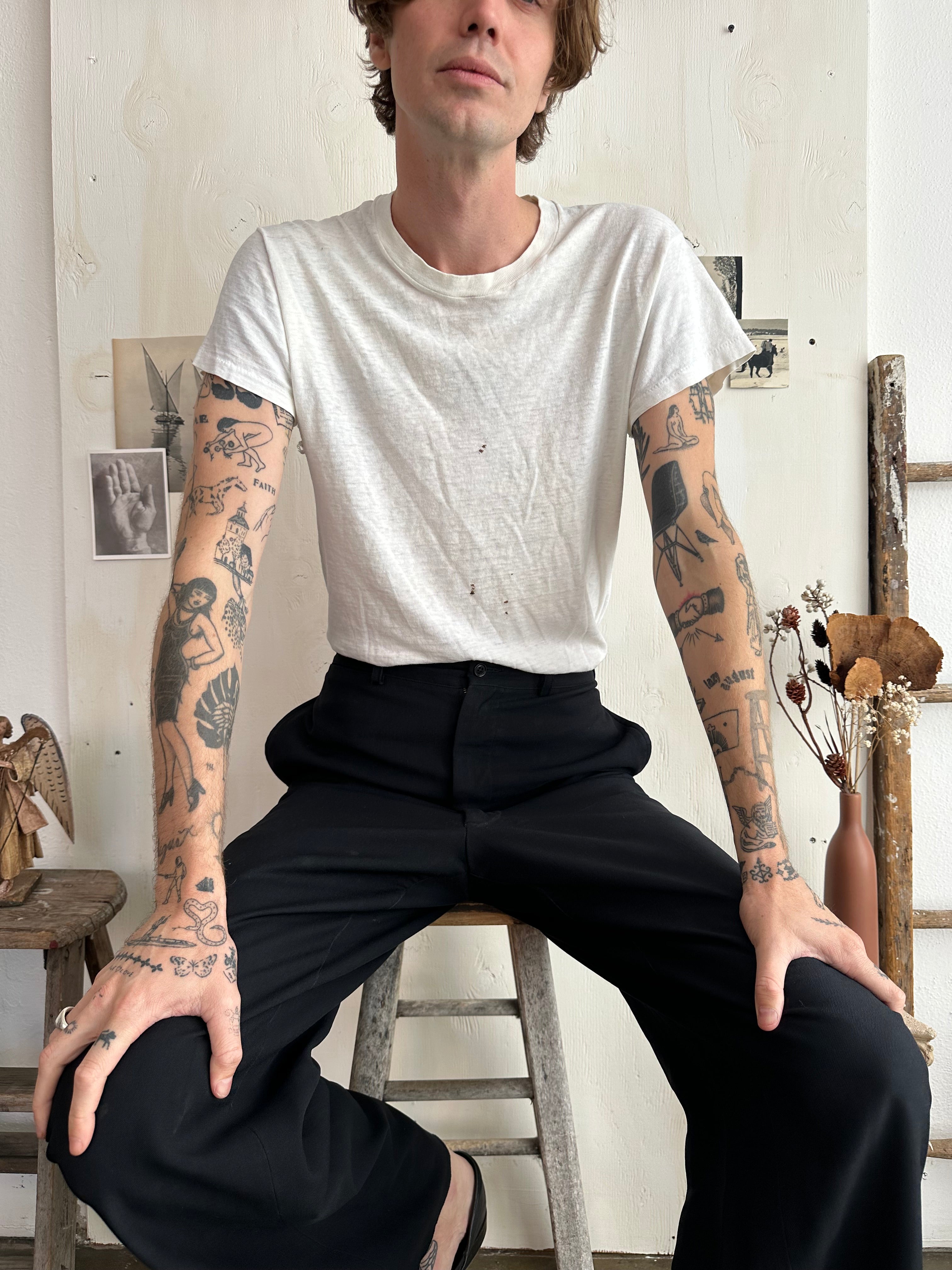 1970s Thrashed White Hanes Tee (M/L)