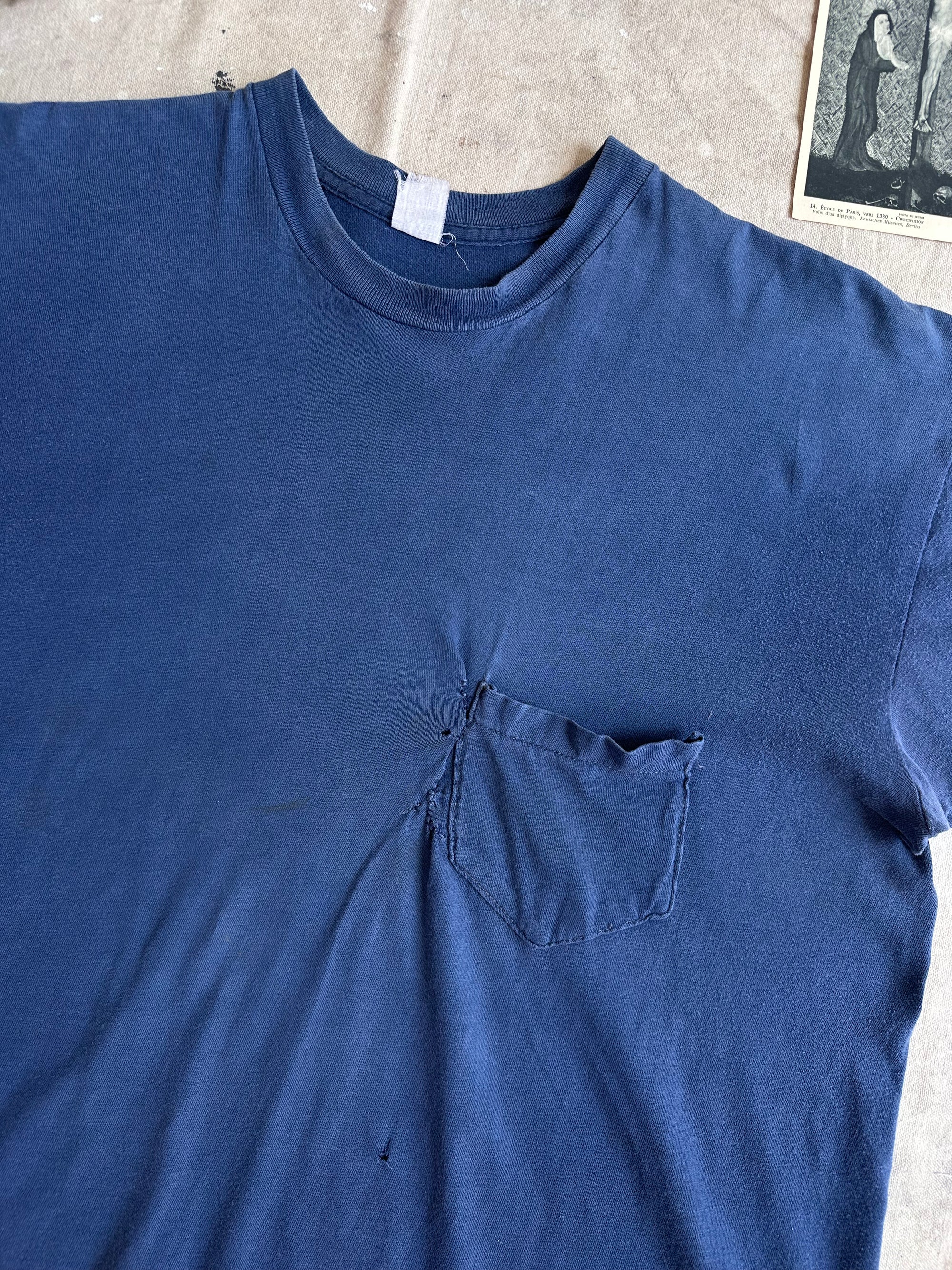 1970s Repaired Blue Pocket Tee