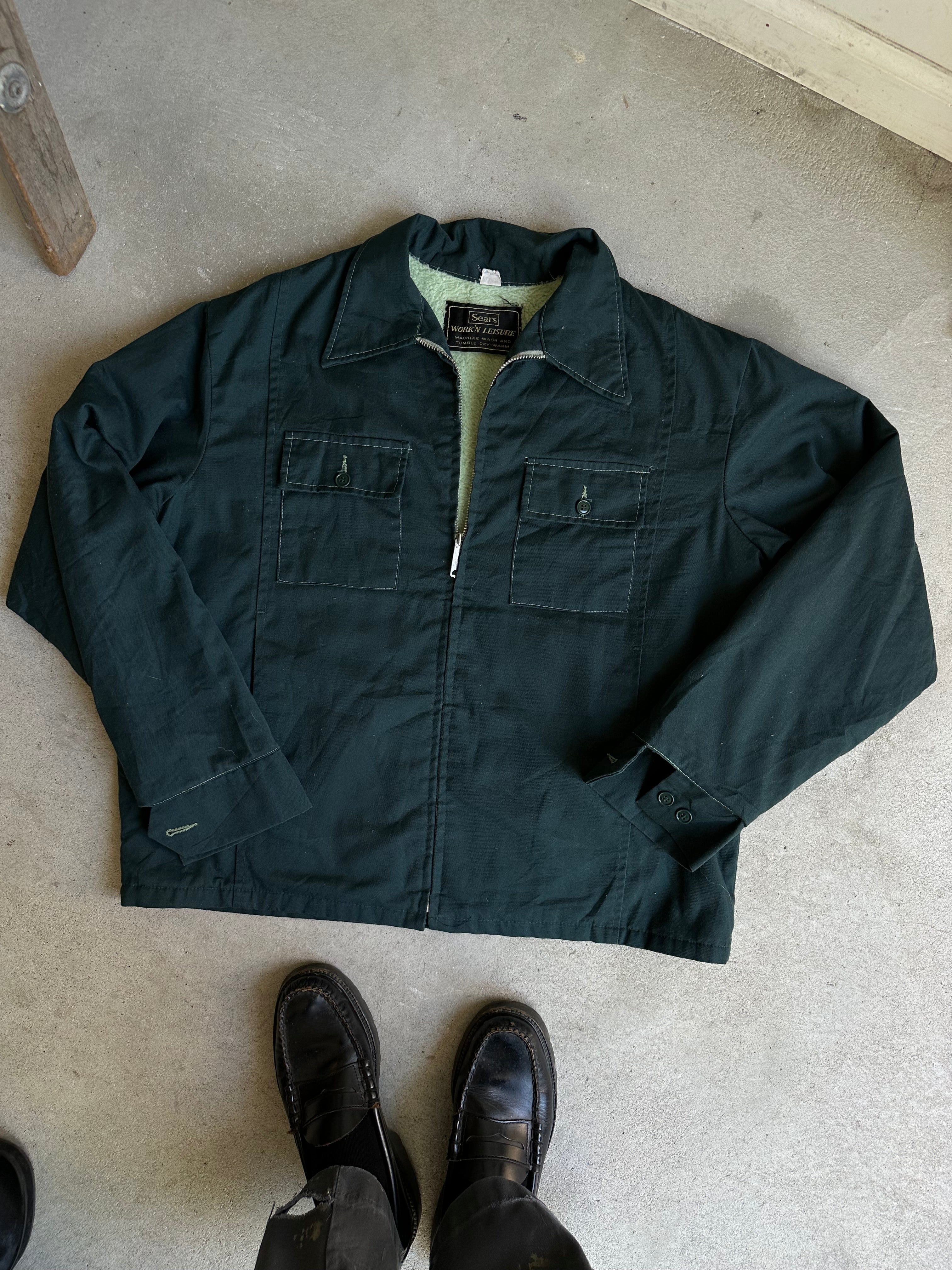 1970s Fleece-Lined Green Sears Work Jacket (Boxy XL)