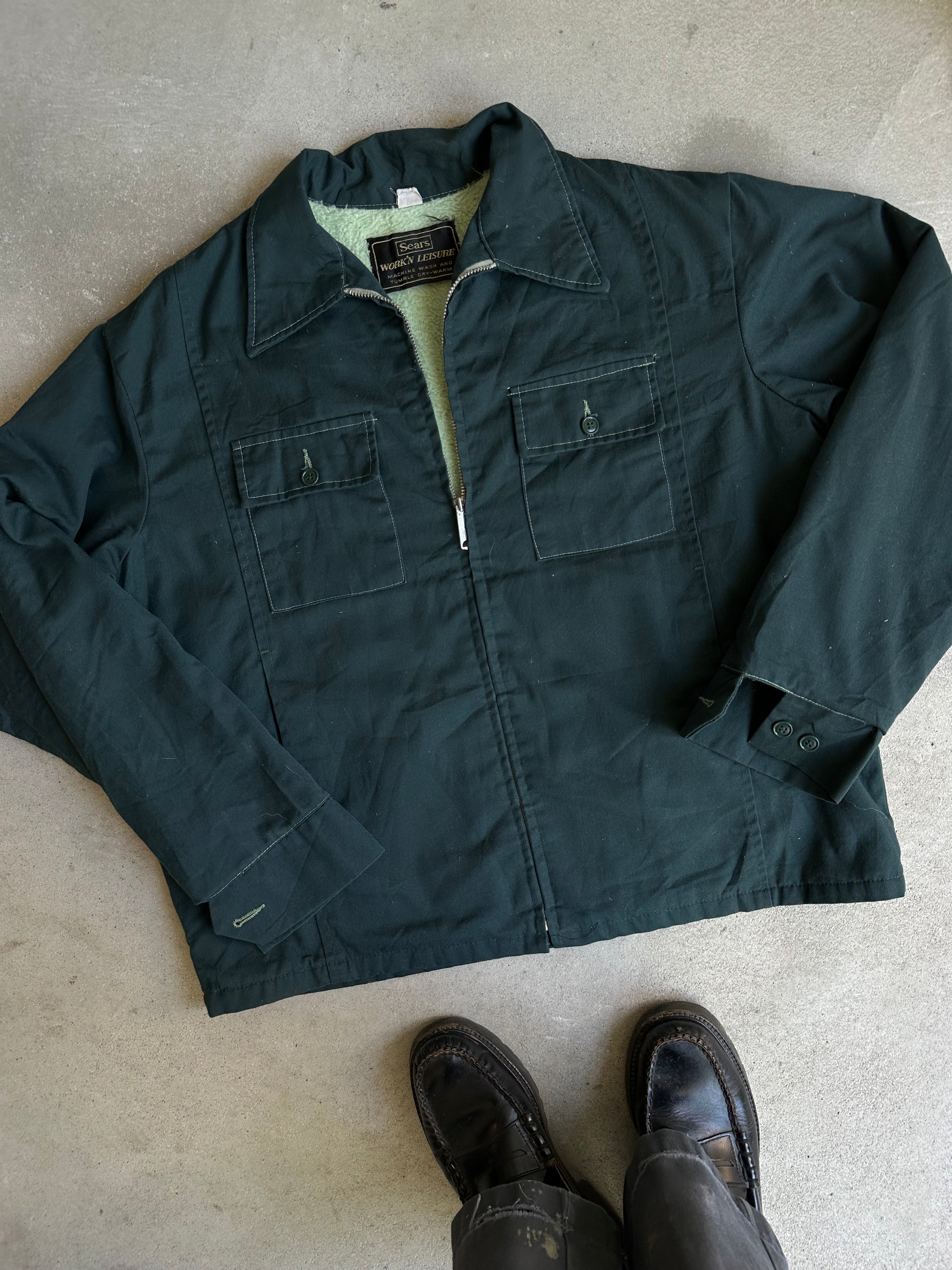 1970s Fleece-Lined Green Sears Work Jacket (Boxy XL)