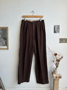 1960s Deep Brown Wool Trousers (31 x 32)