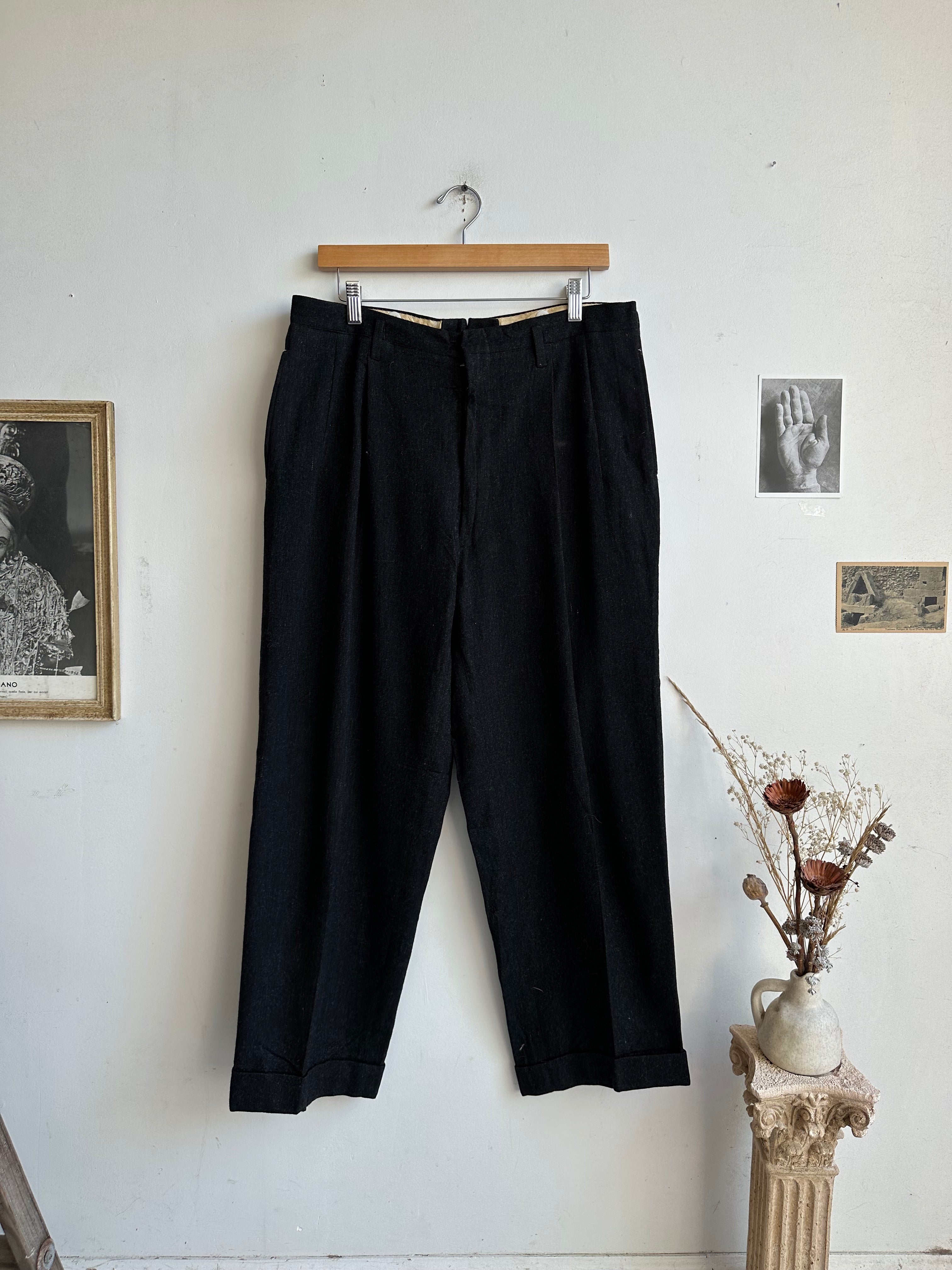 1960s Black Wool Trousers (34 x 28)