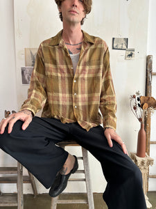 1960s Paper Thin Plaid Shirt (Boxy L)