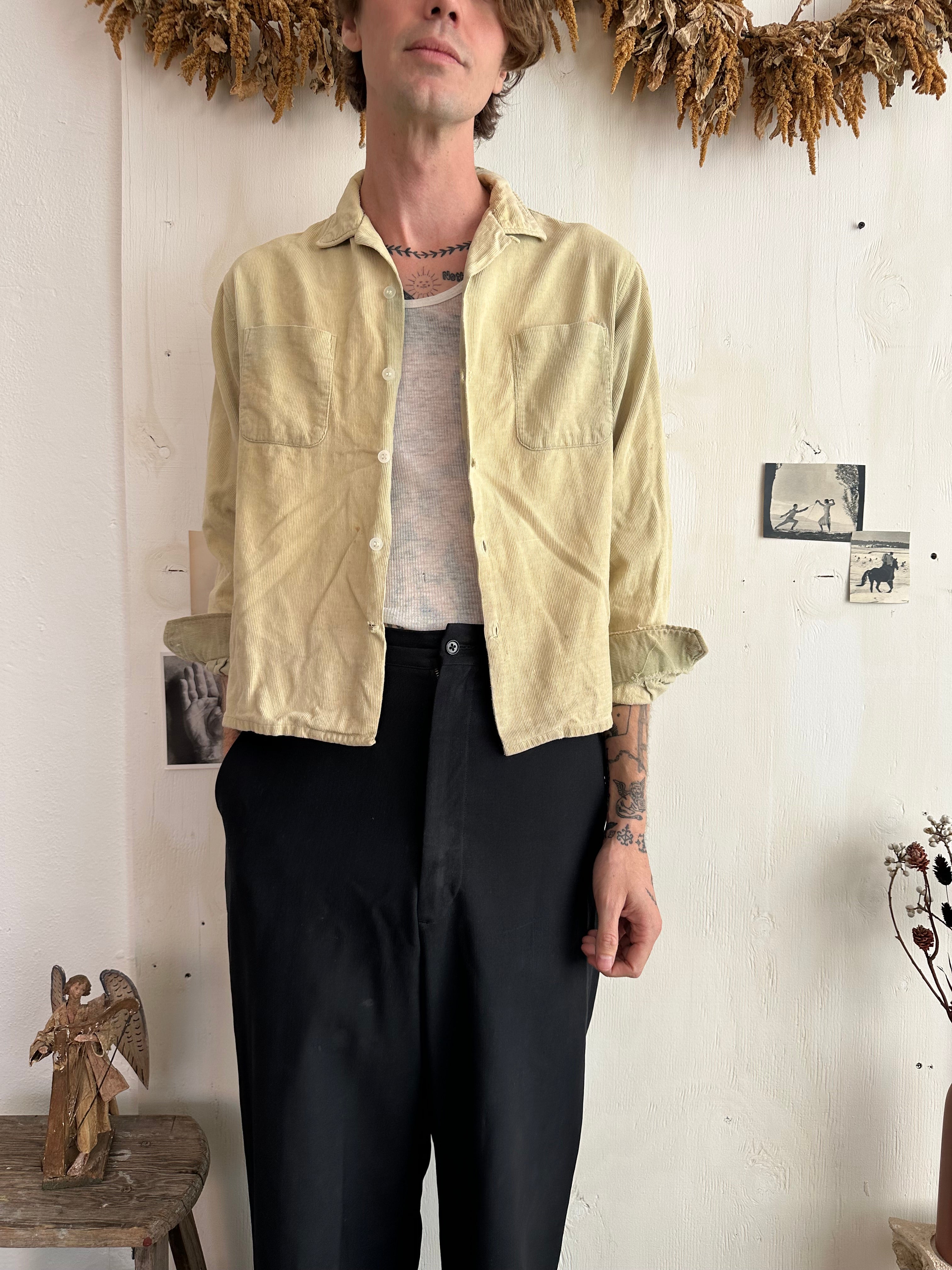 1960s Thrashed Corduroy Shirt (Boxy S)